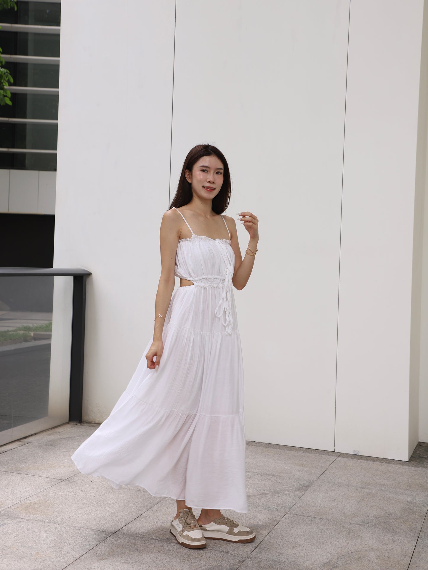 Show Back Chiffon Maxi Dress
