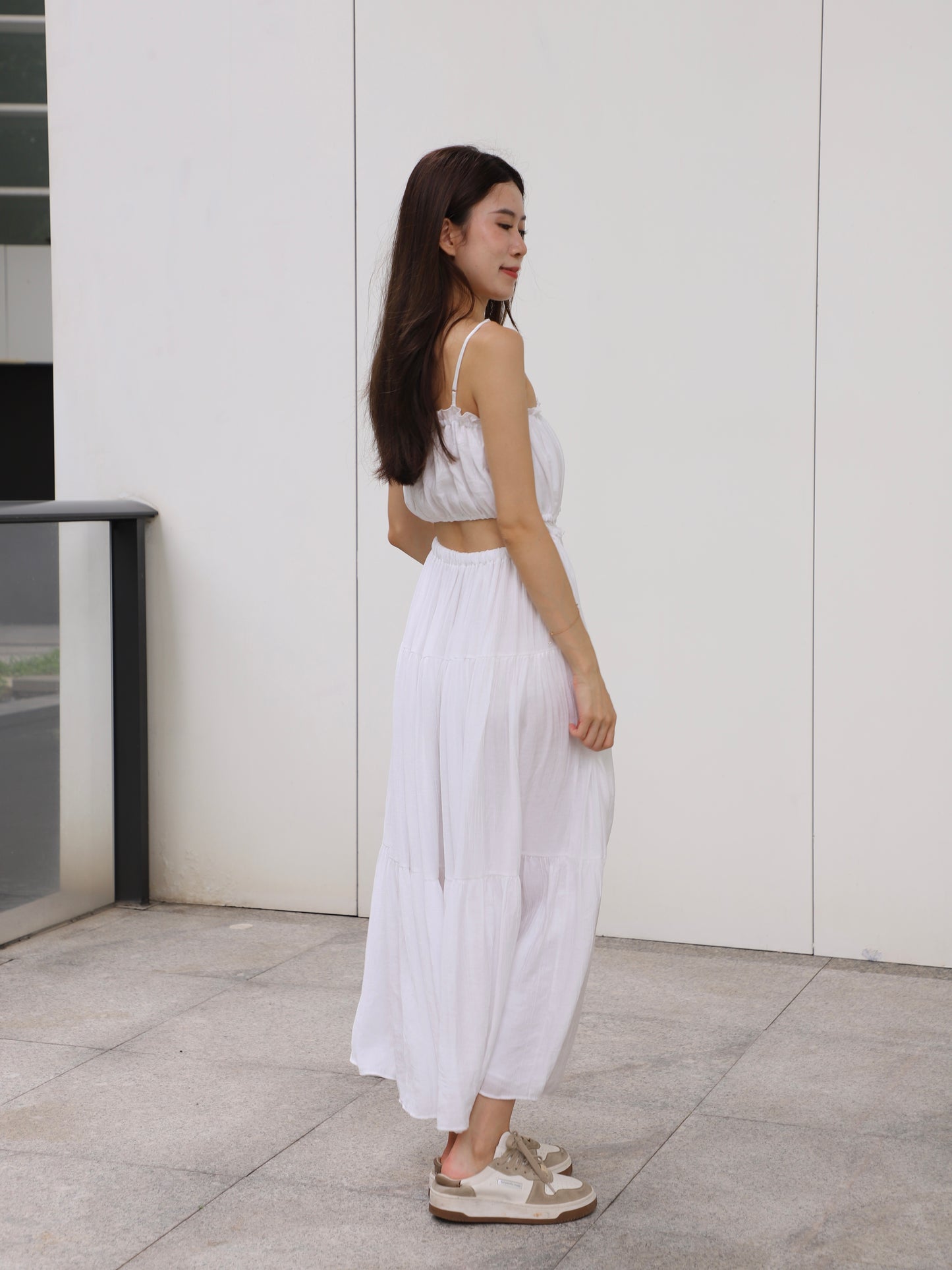 Show Back Chiffon Maxi Dress