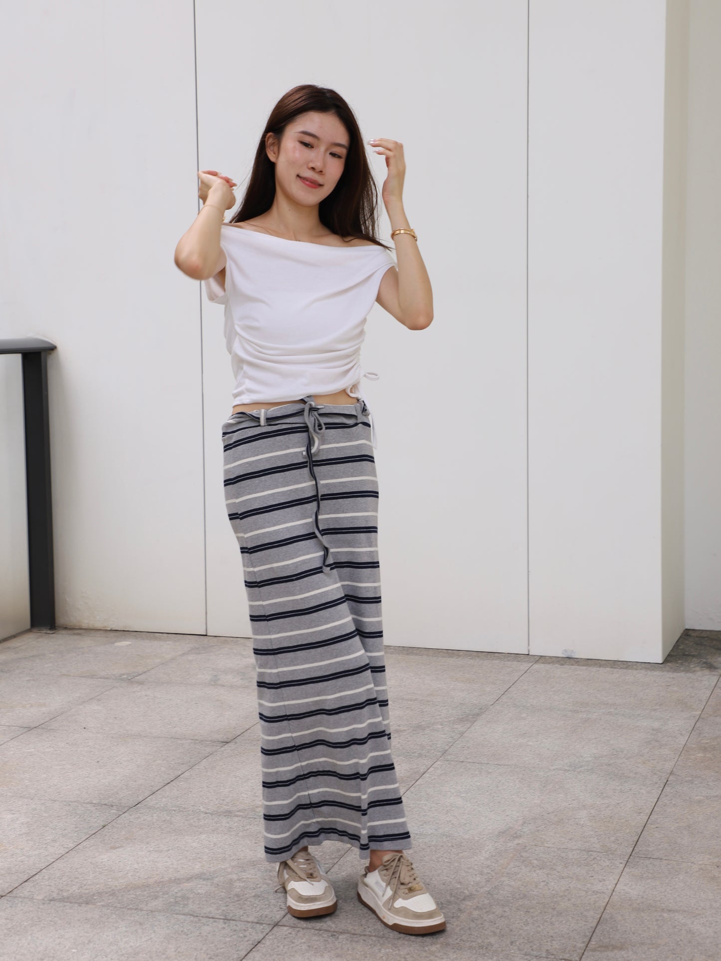 Striped Cotton Low Waist Skirt