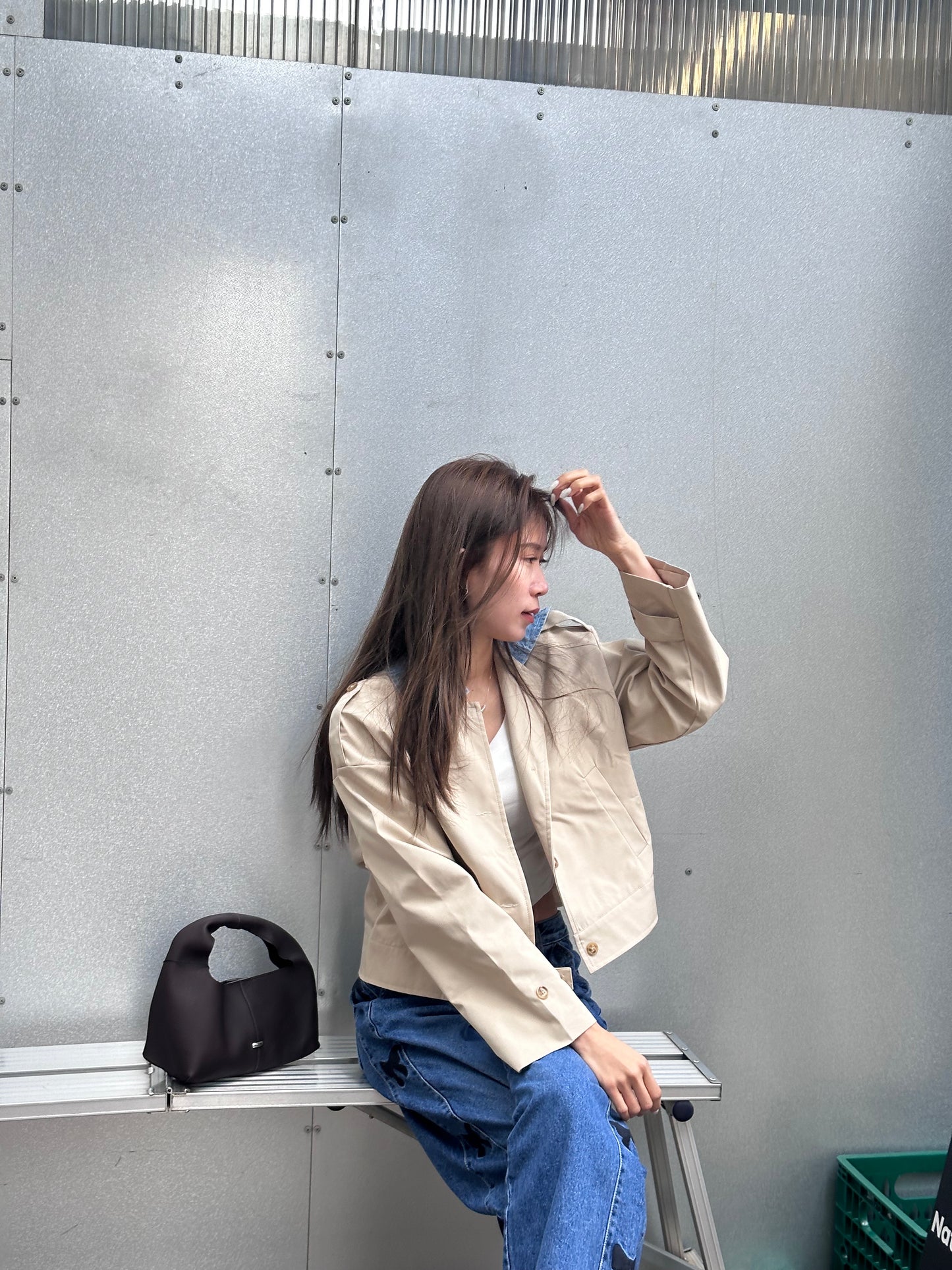 Denim Mix Trench Coat