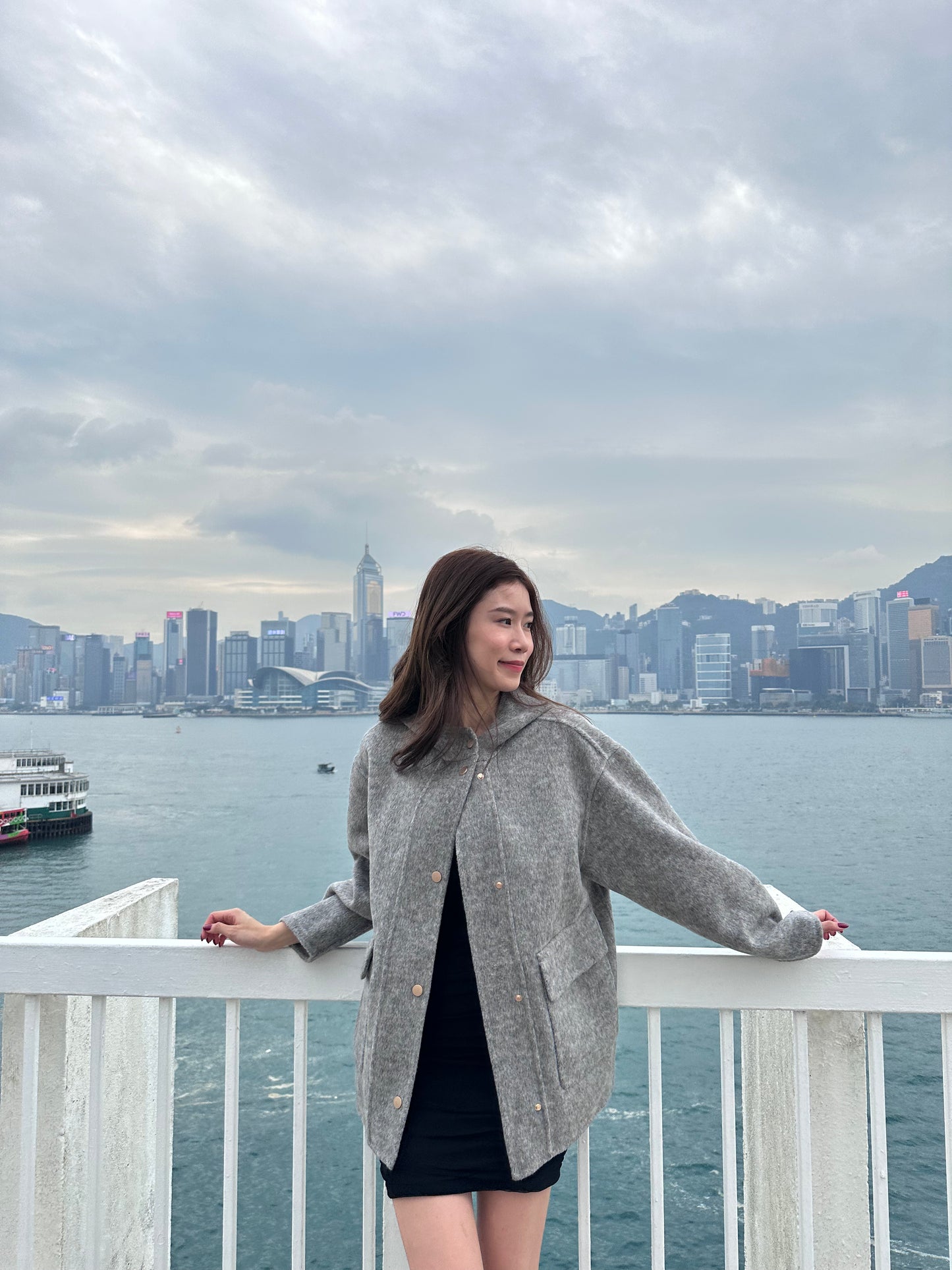 Wool with Hat Mid Jacket