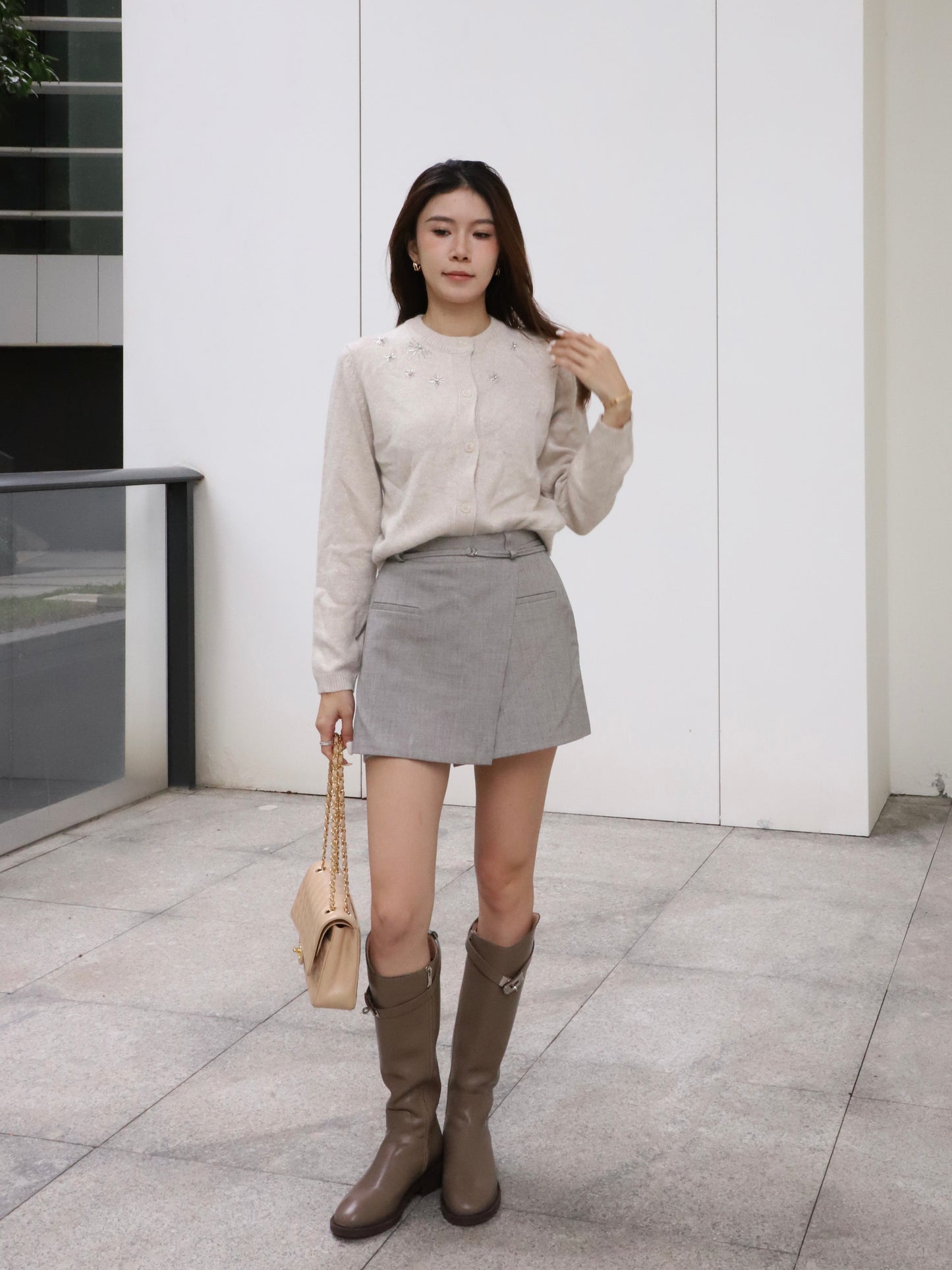 Grey Formal Skirt Shorts