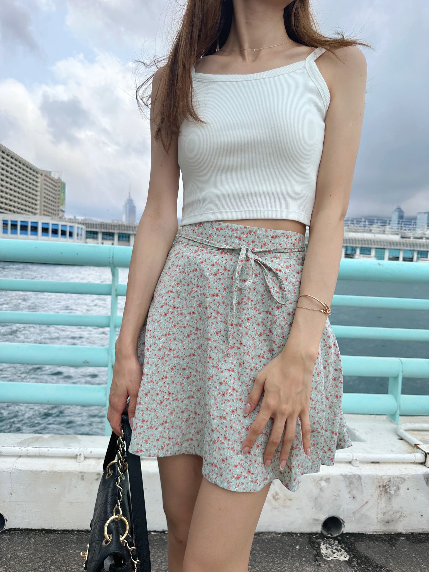 Tied Waist Floral Mini Skirt