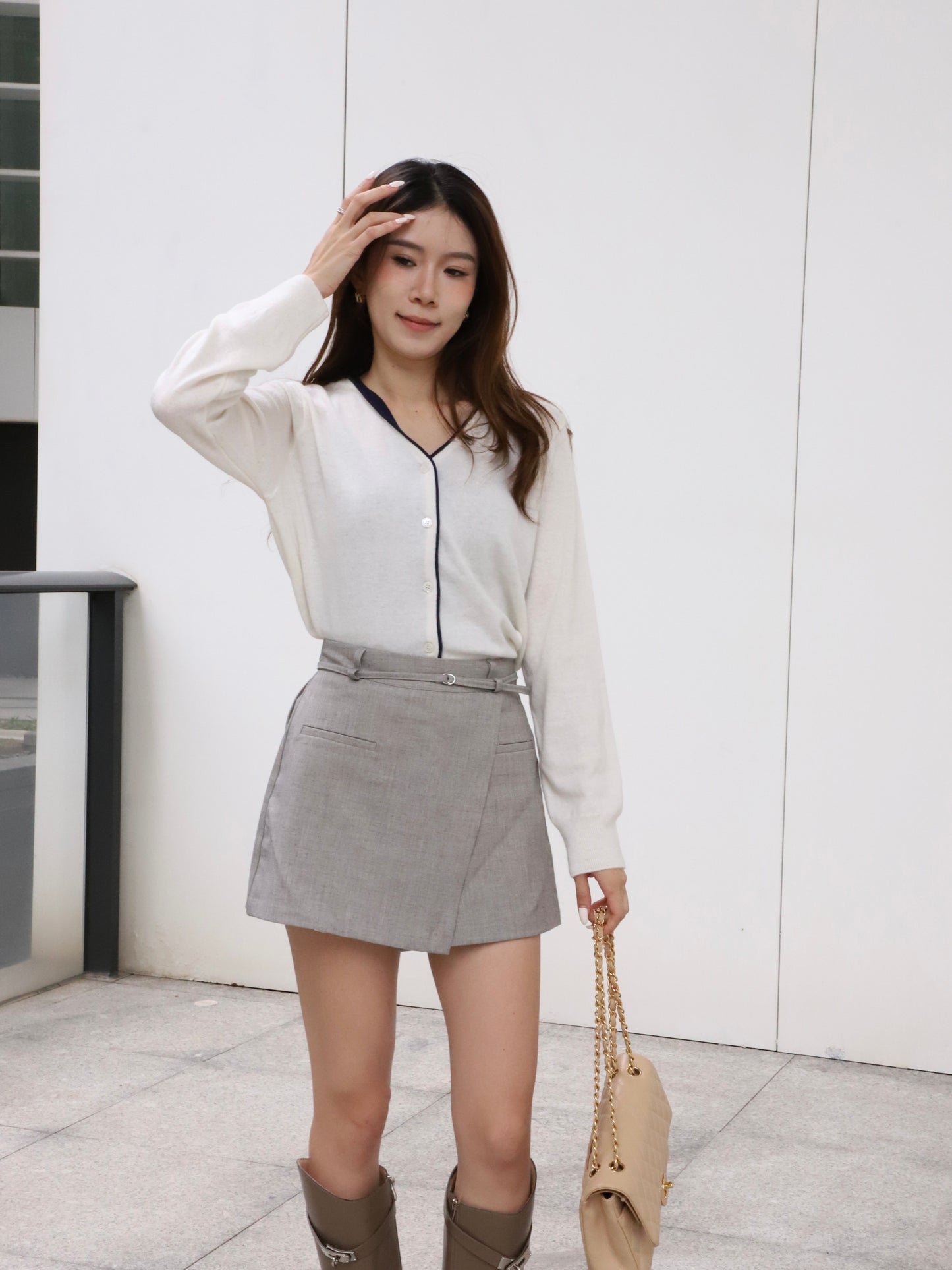 Grey Formal Skirt Shorts