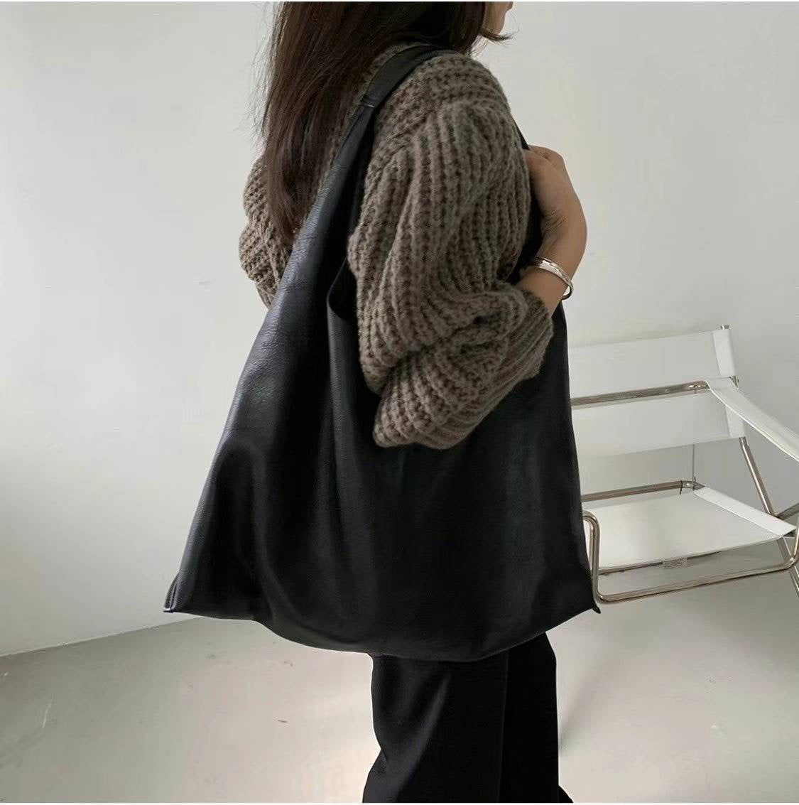Real Leather Triangle Bag