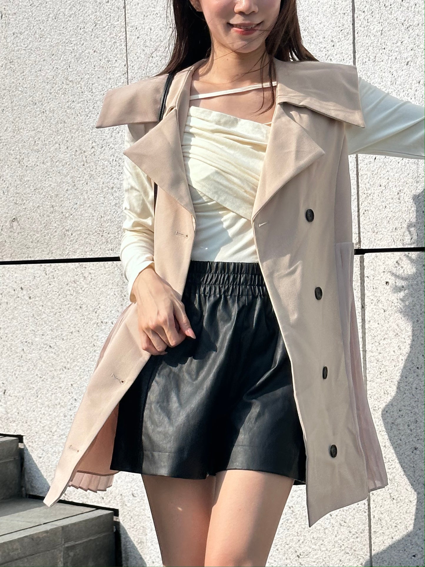 Strap on chest Long Sleeves Top