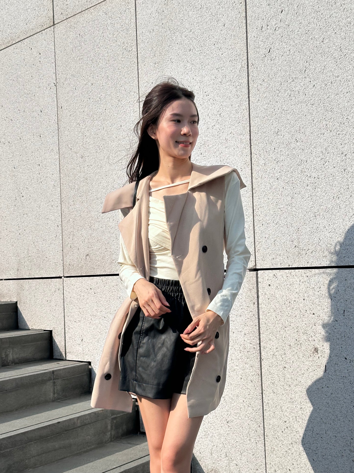 Strap on chest Long Sleeves Top