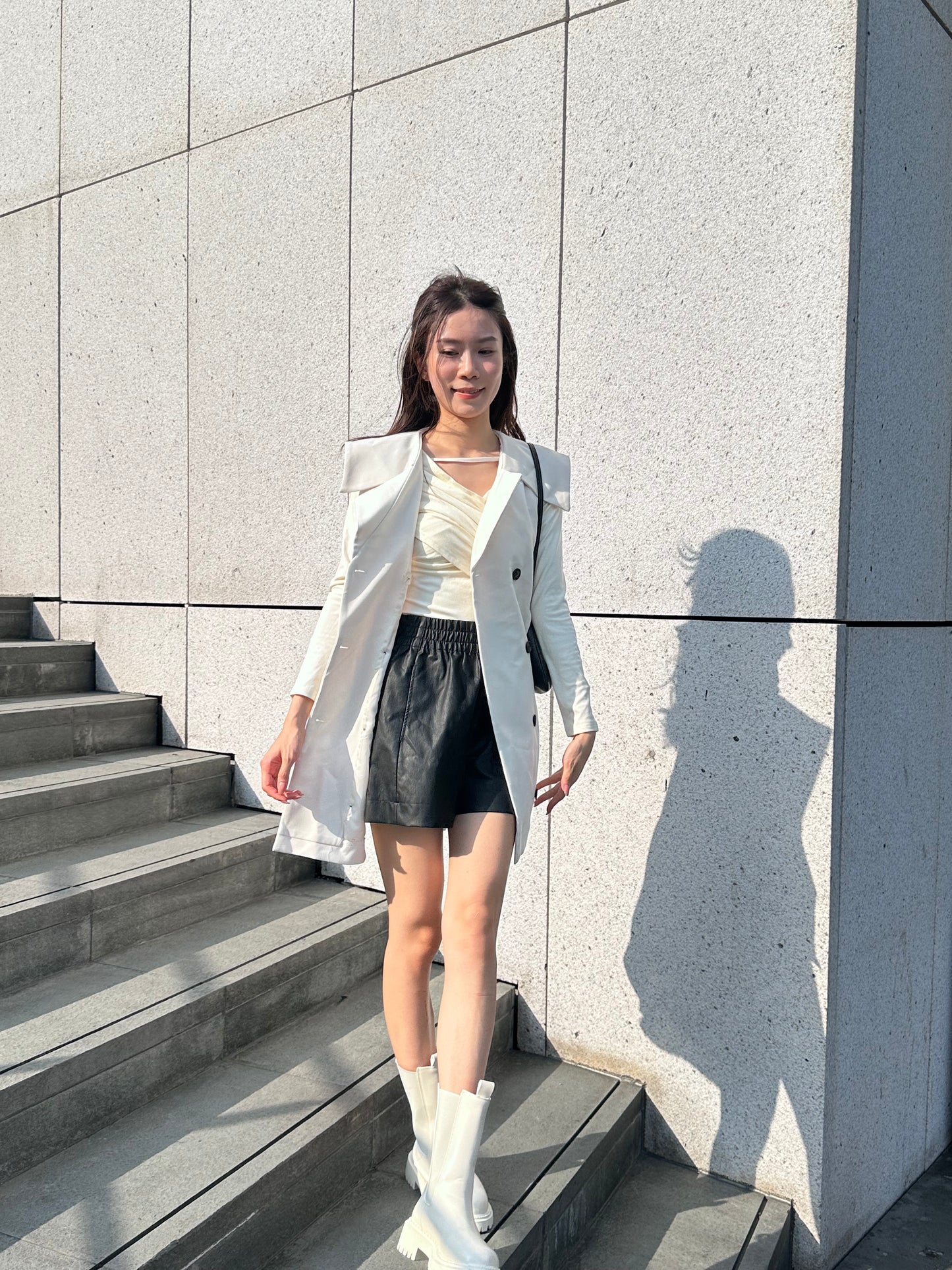 Pleated Trench Coat Mini Dress