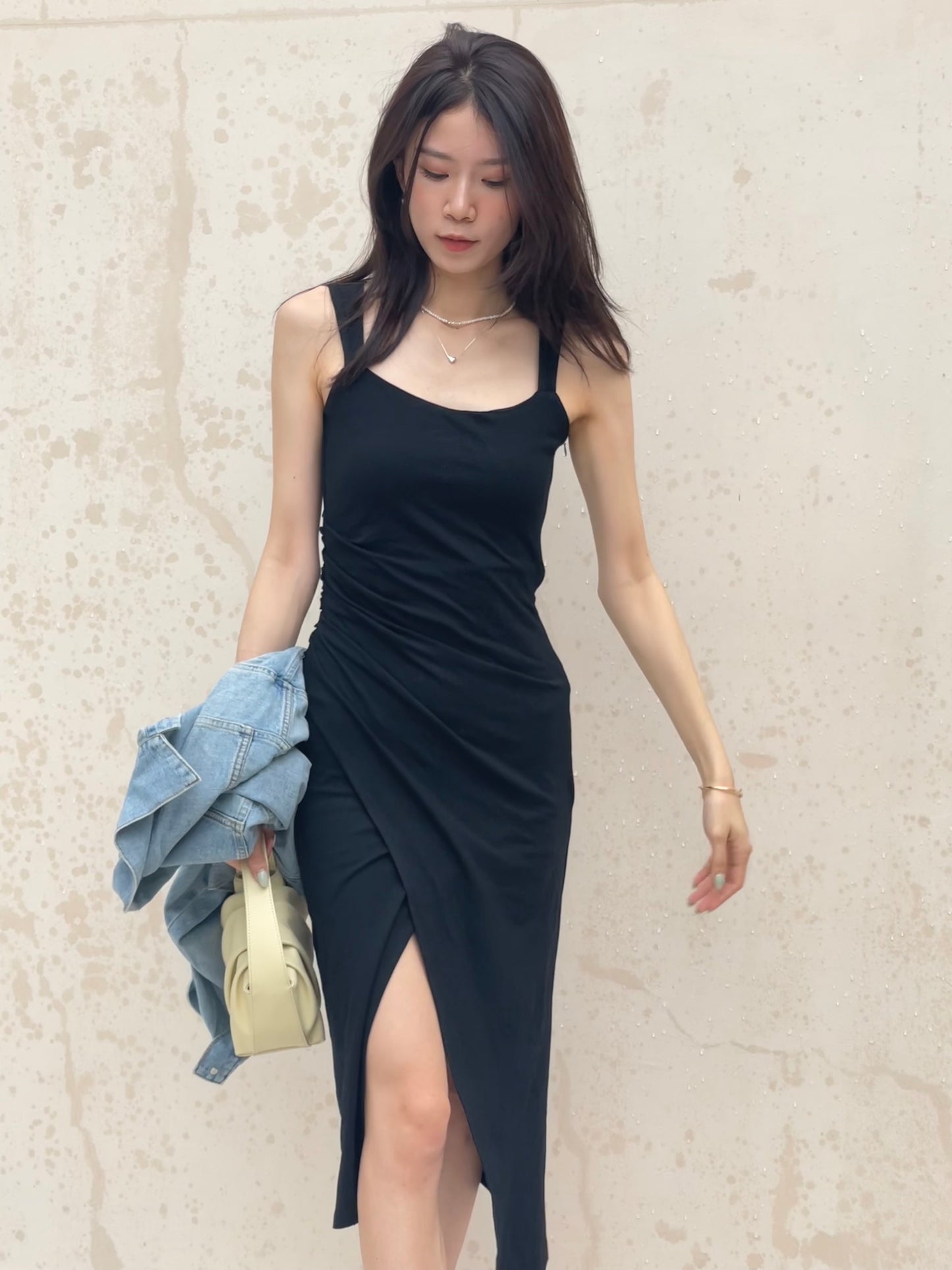 Square Neck Slit Maxi Dress