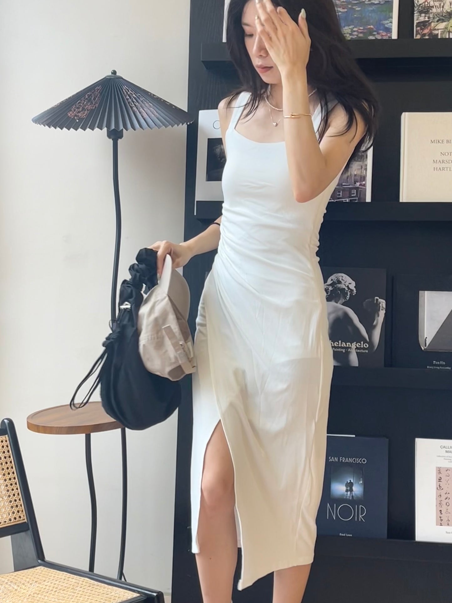 Square Neck Slit Maxi Dress