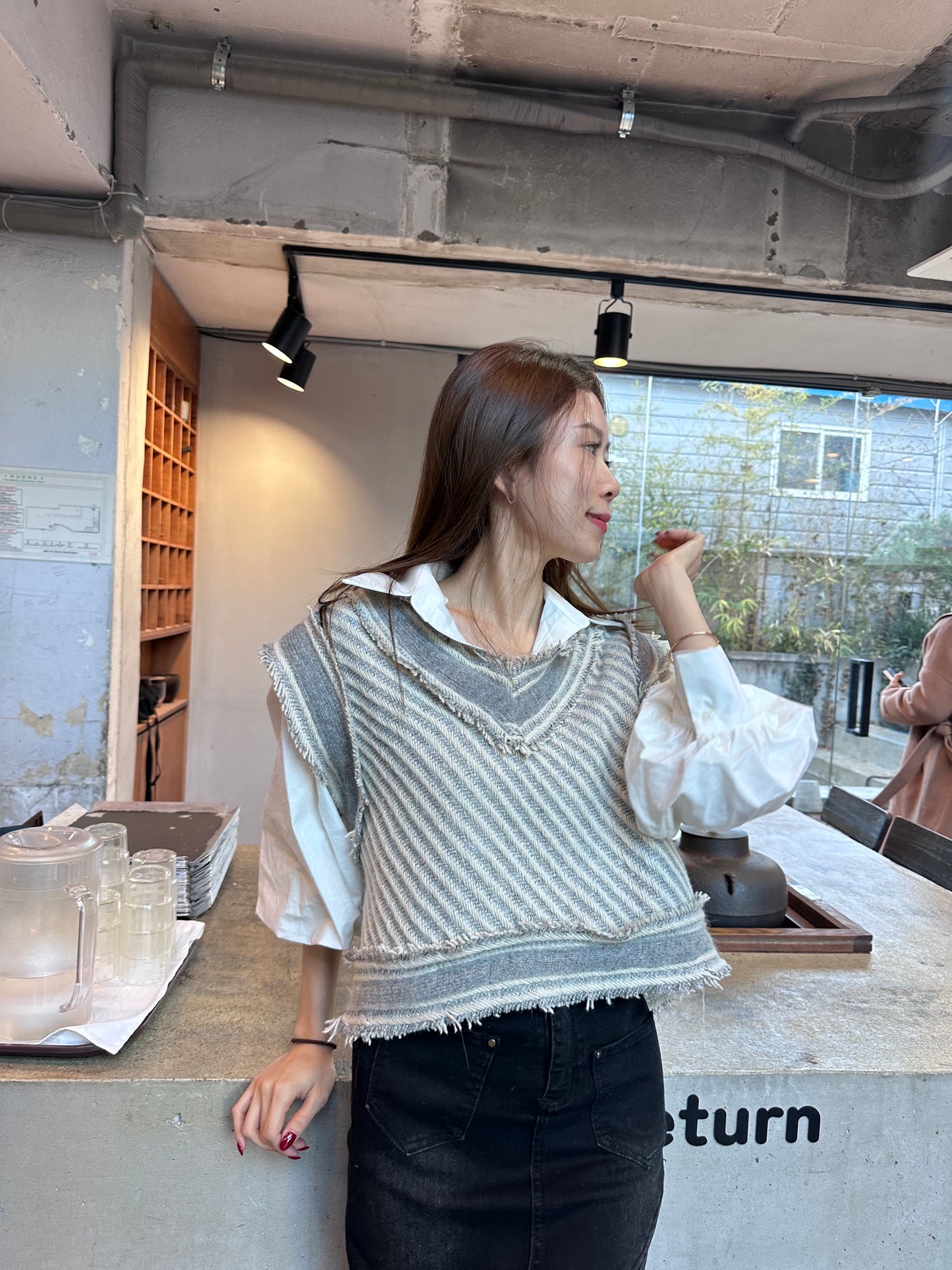 Striped Ruffles Vest