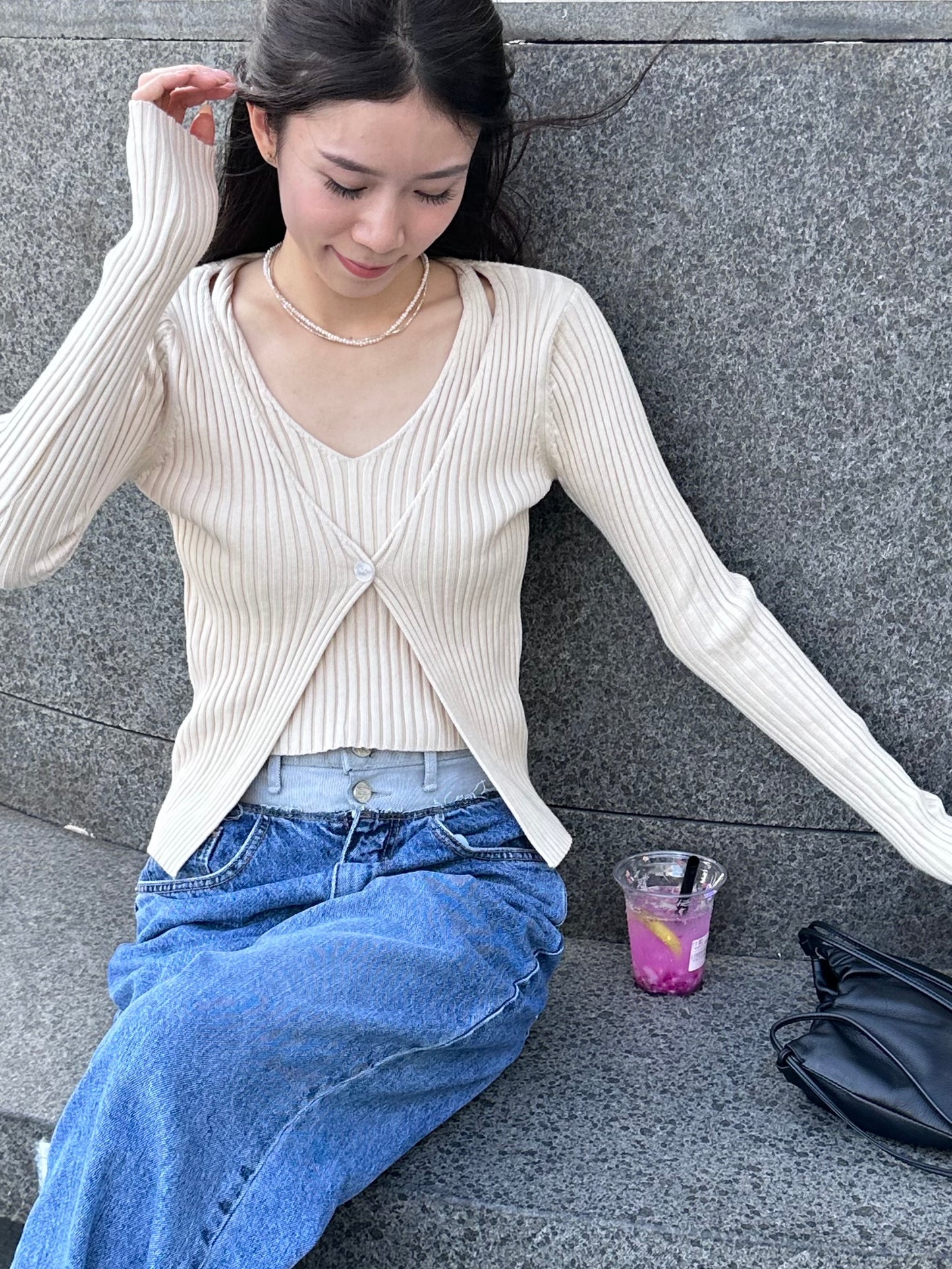 Cross Neck Attachable Cardigan
