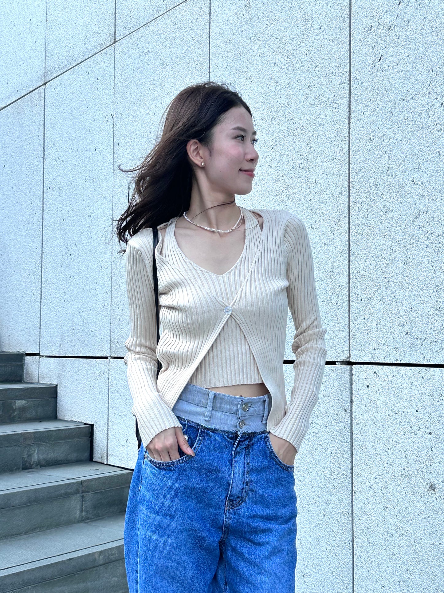 Cross Neck Attachable Cardigan