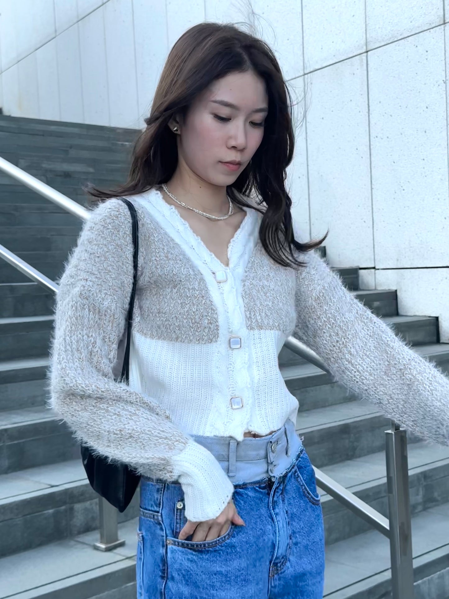Diamond Button Tweed Cardigan