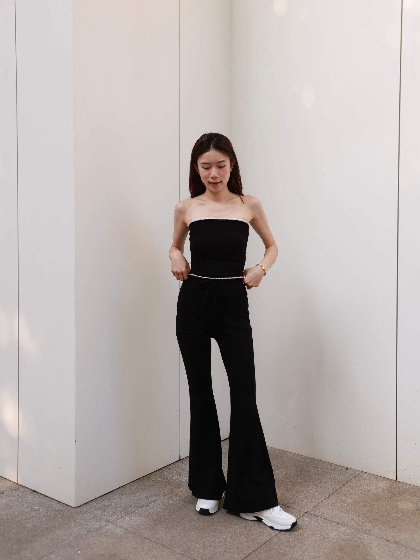 Lace Top & Flare Pants Set