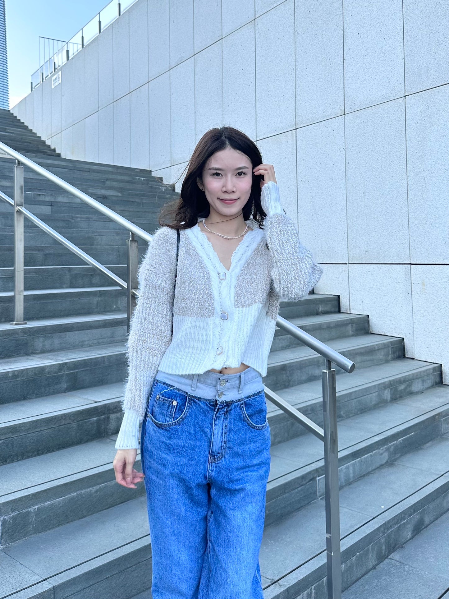 Diamond Button Tweed Cardigan
