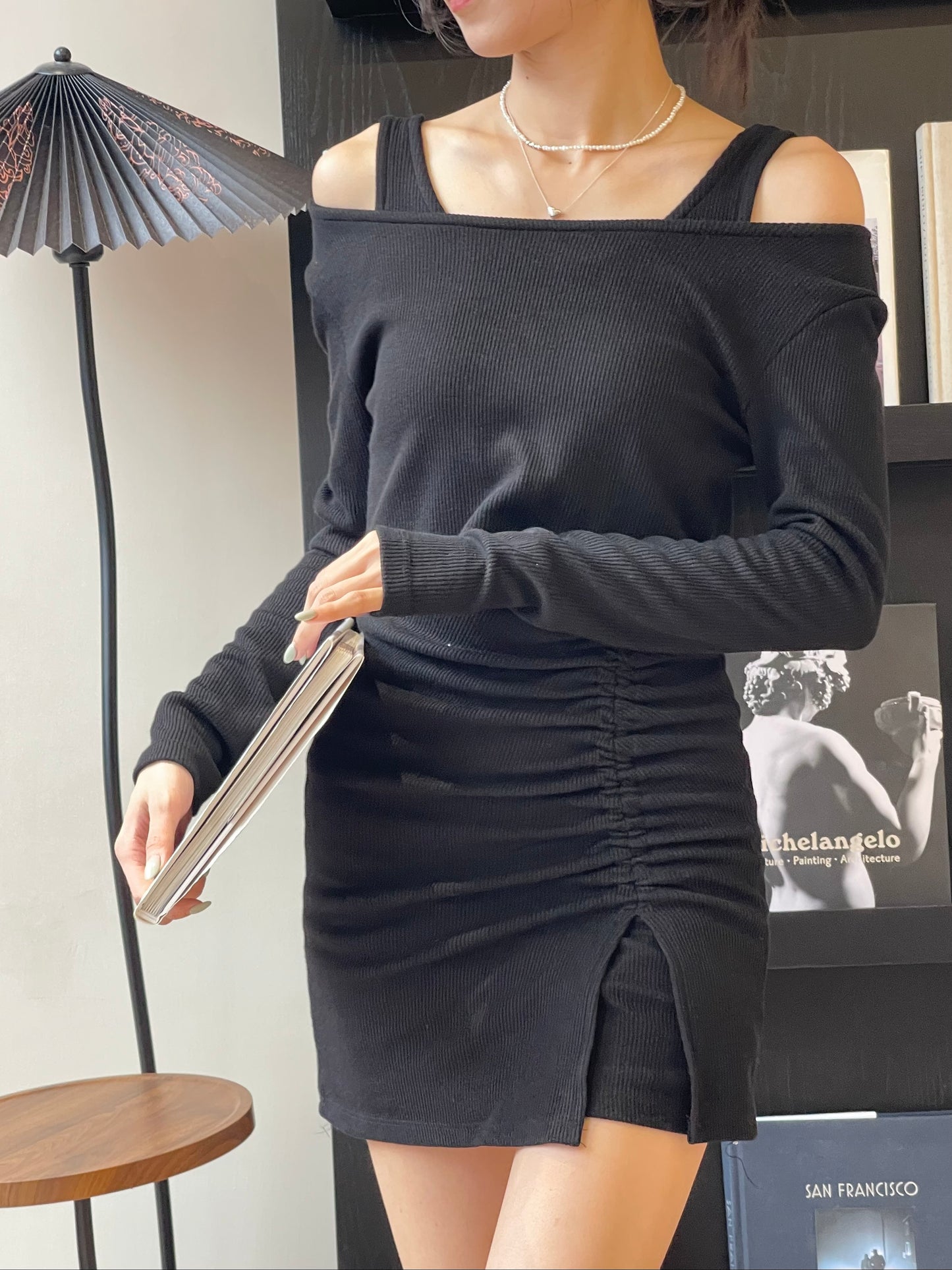 Tied Up with Slit Top & Mini Dress Set
