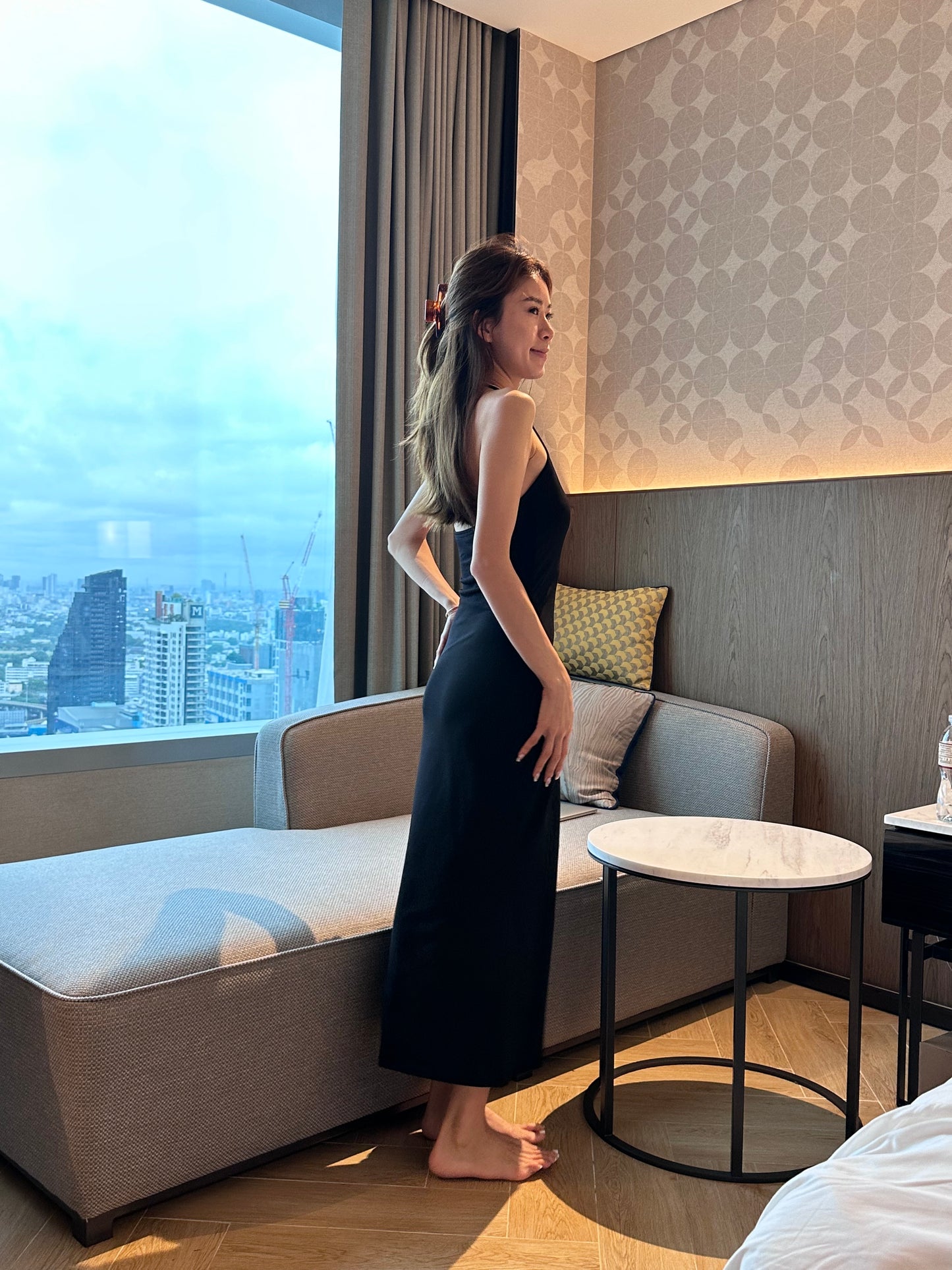 Cross Neck Tied Back Maxi Dress with Pads