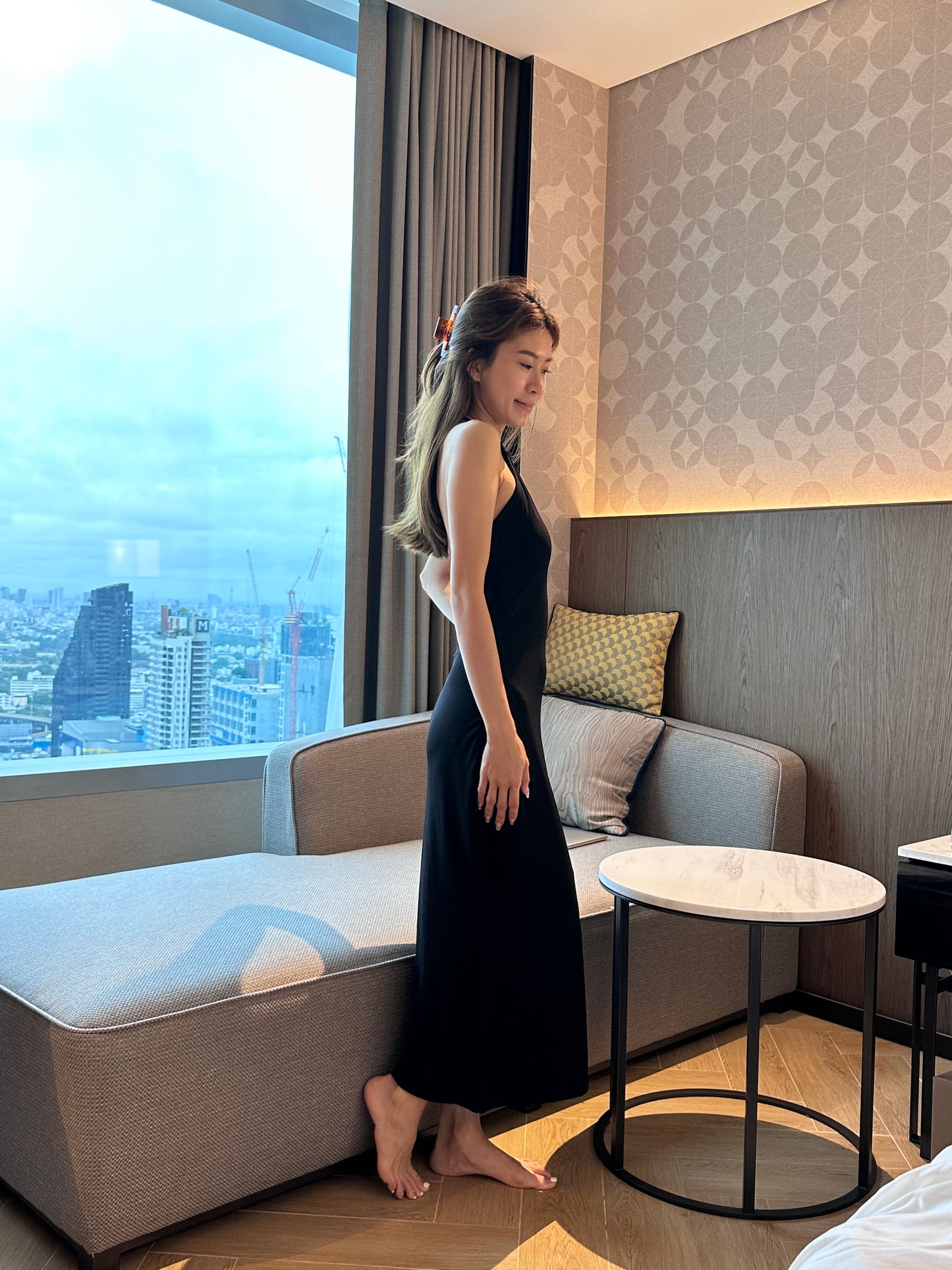 Cross Neck Tied Back Maxi Dress with Pads