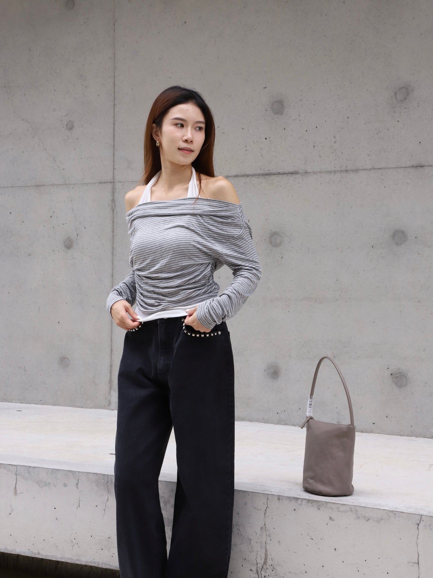 Cross Neck Striped Top