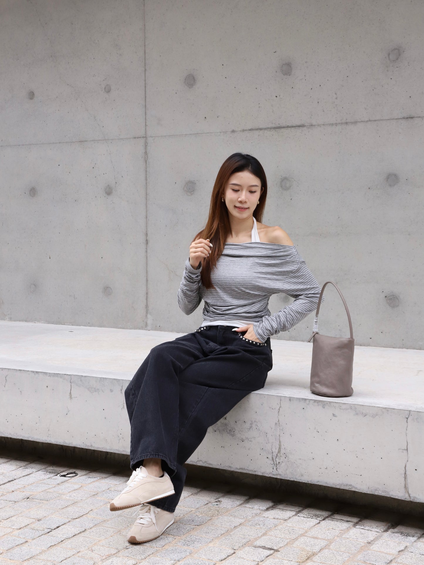 Cross Neck Striped Top