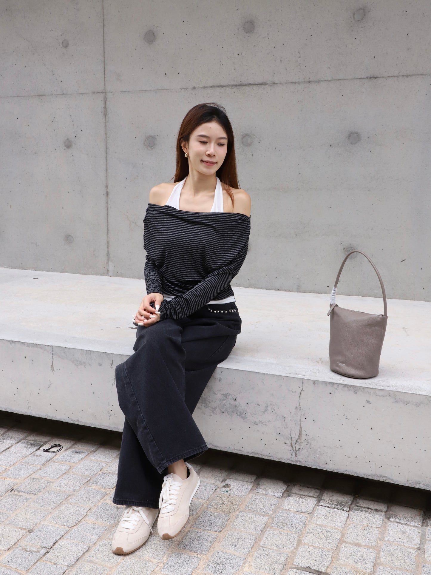 Cross Neck Striped Top