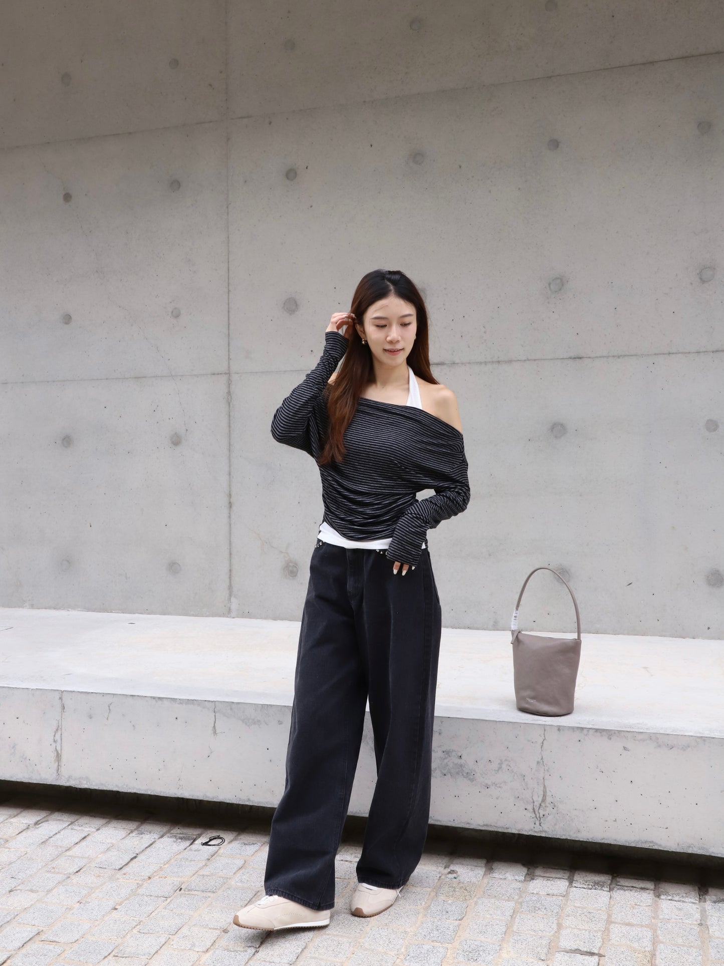 Cross Neck Striped Top