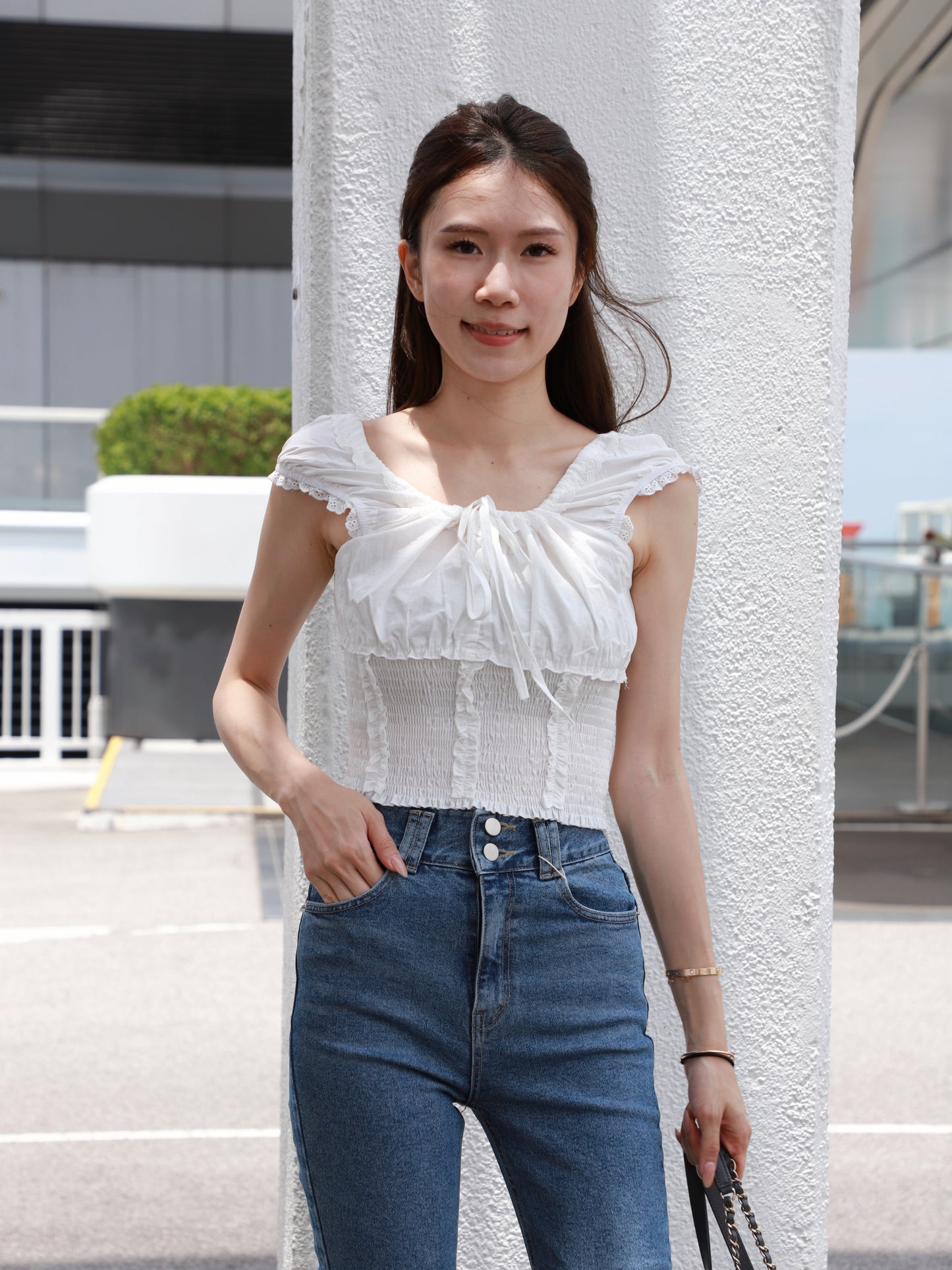 Lace Tied Mini Cropped T Top
