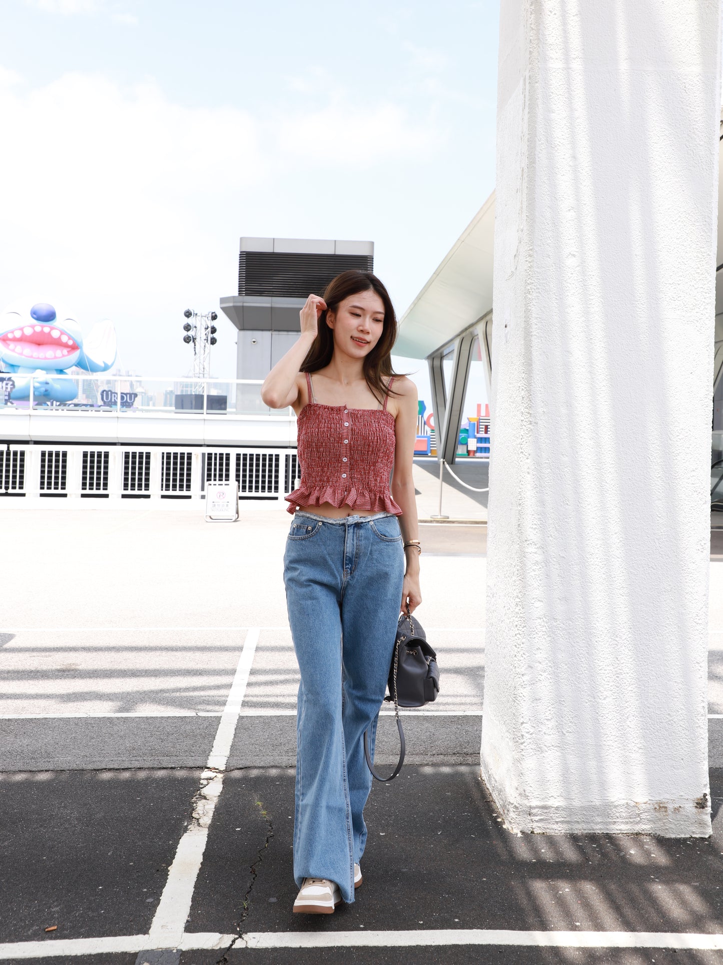 Low Waist Ruffles Wide Leg Jeans