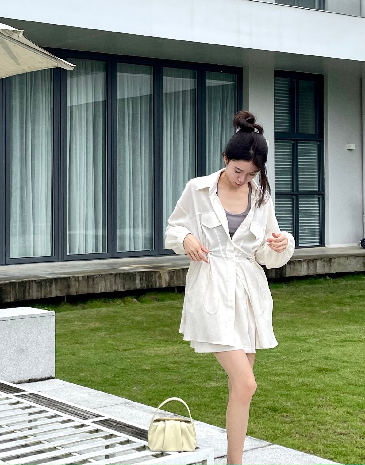 Linen Tie Waist Shirt & Shorts Set