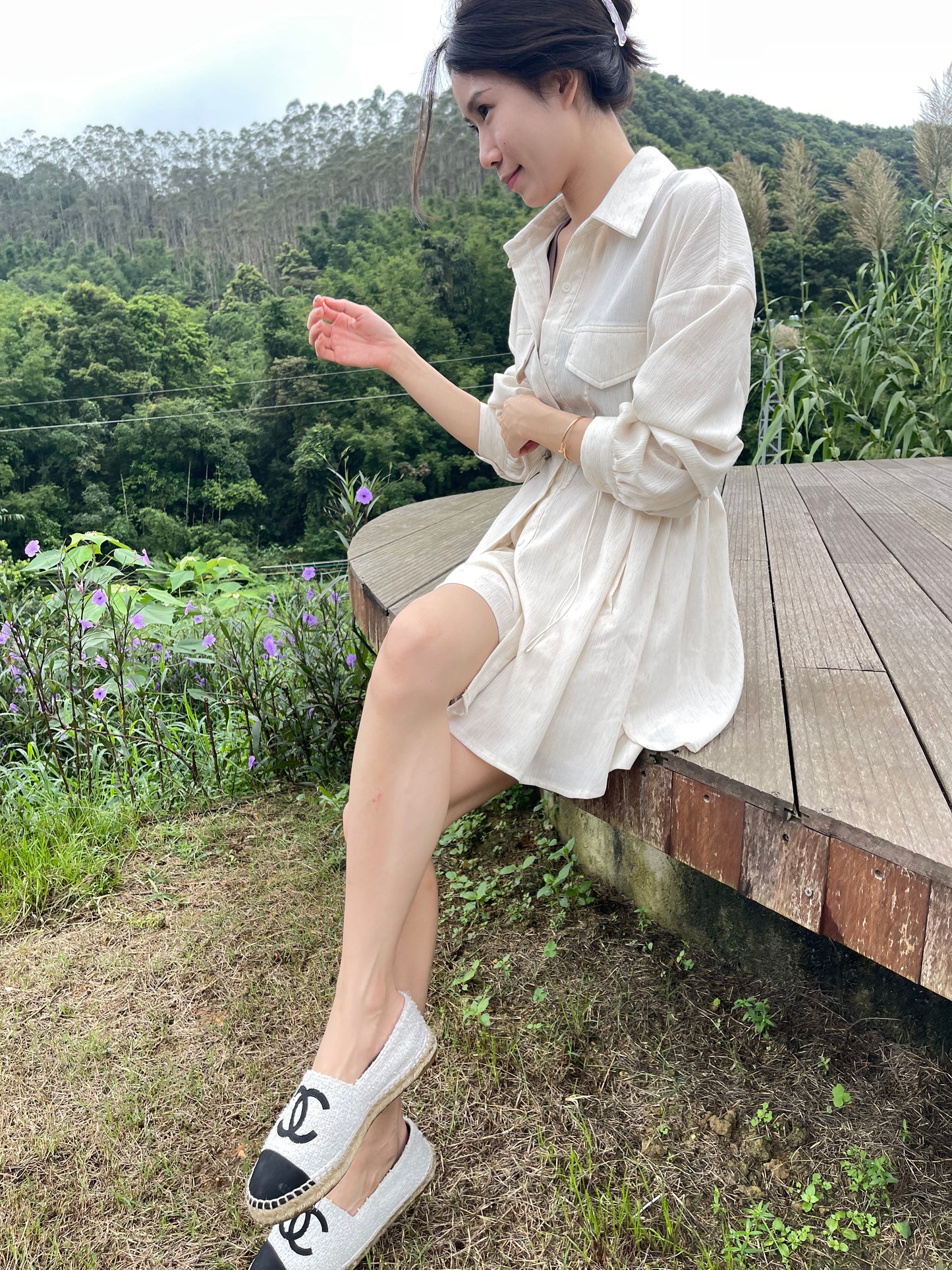 Linen Tie Waist Shirt & Shorts Set