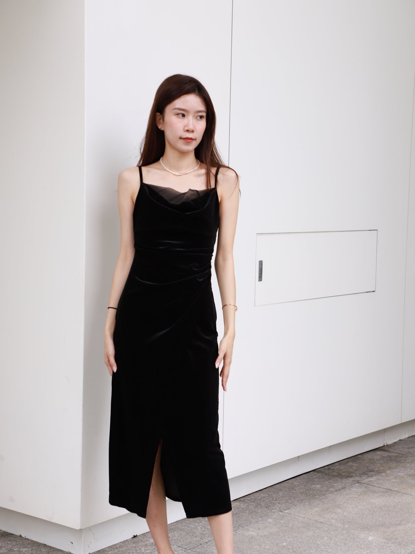 Velvet Slit Maxi Dress