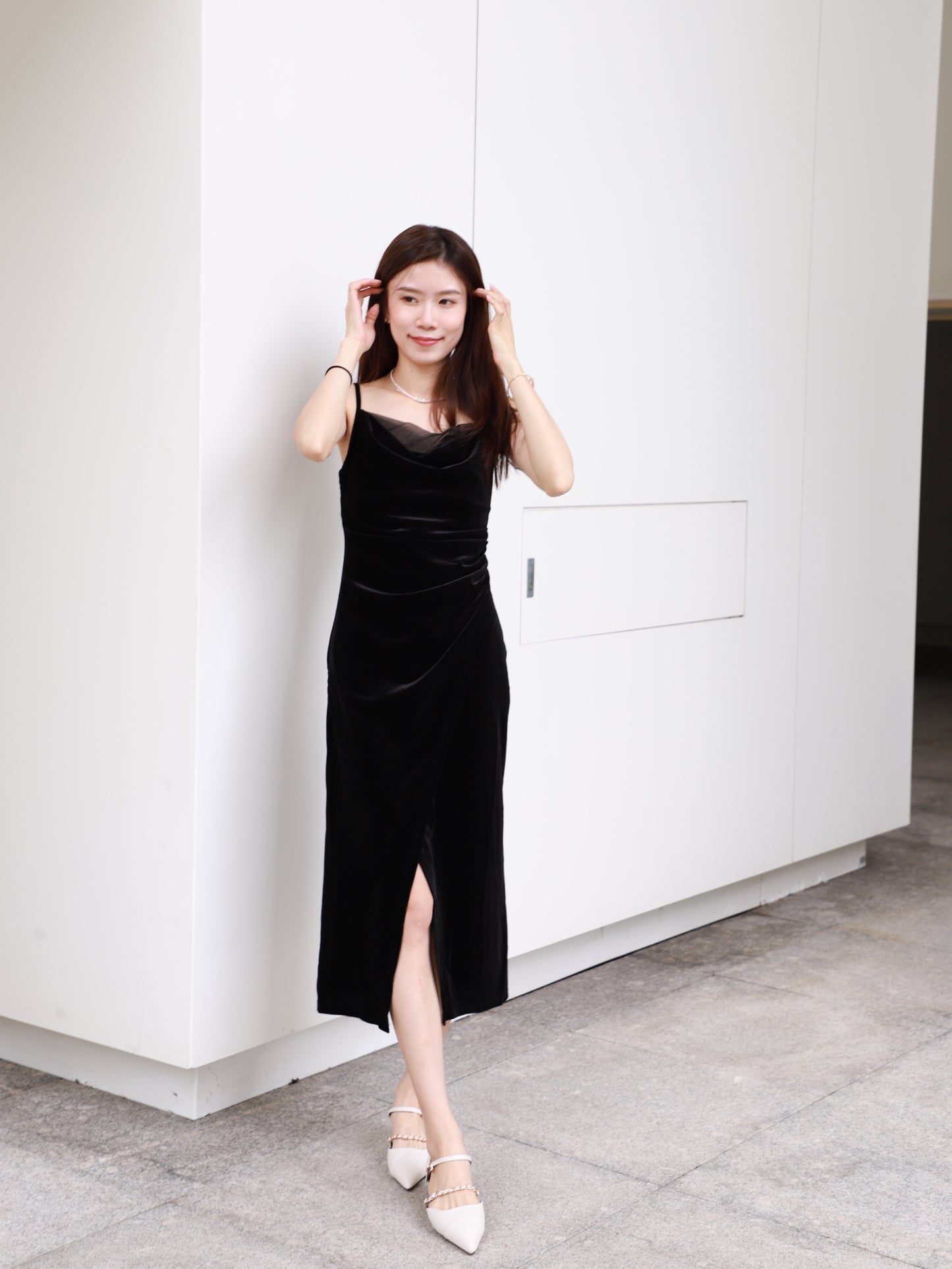 Velvet Slit Maxi Dress