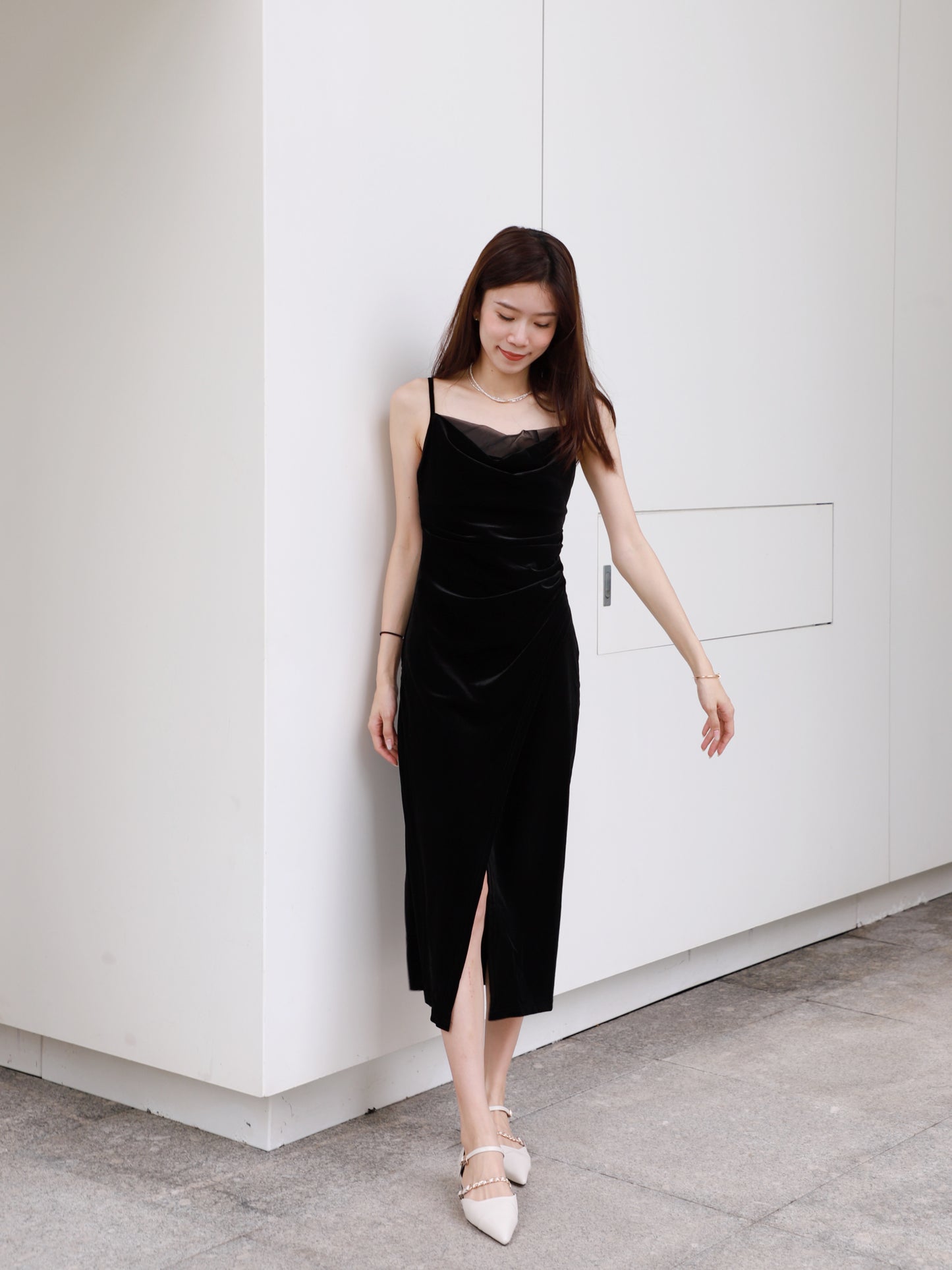 Velvet Slit Maxi Dress