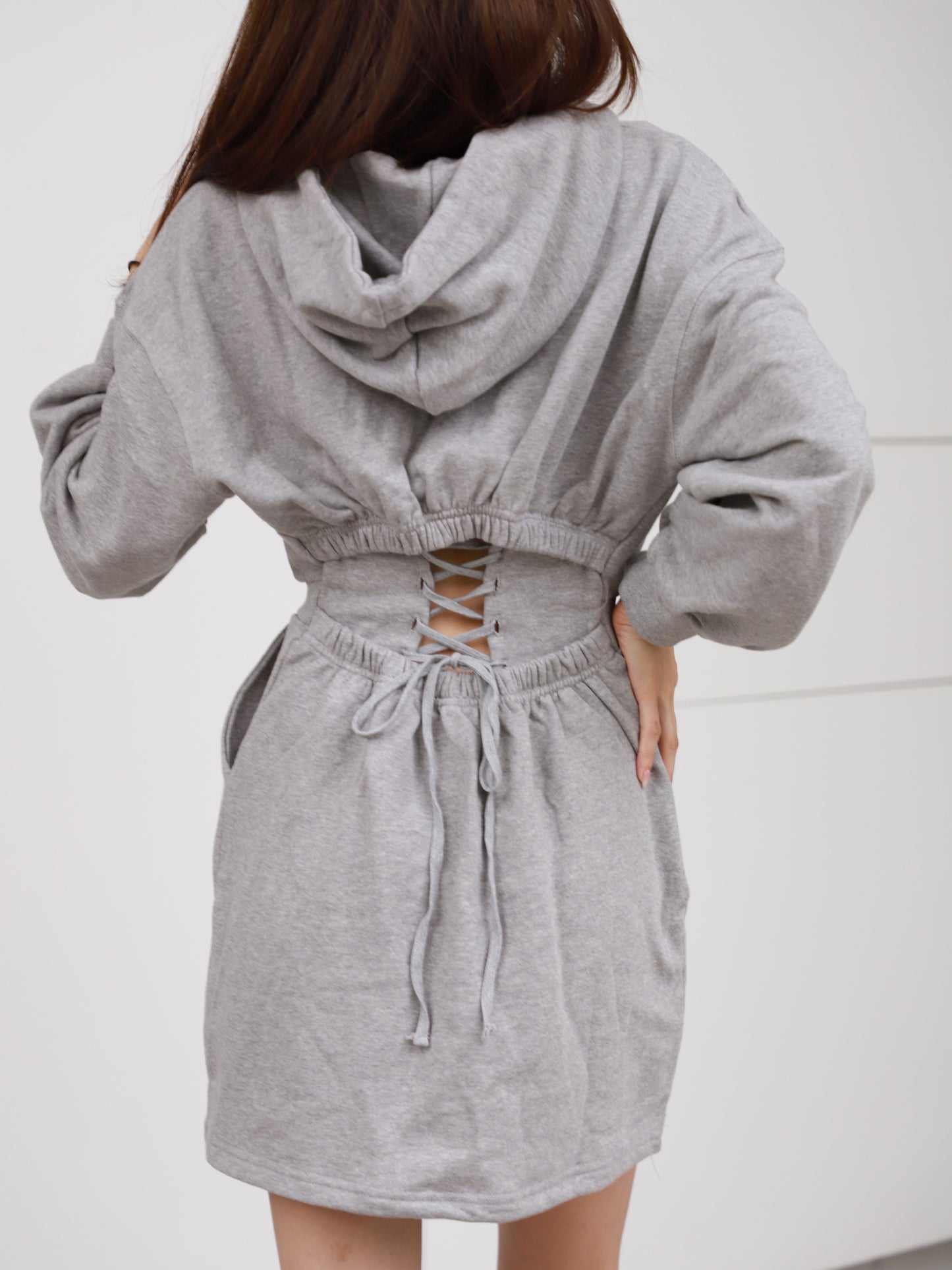 Cross at back Hoodie Mini Dress