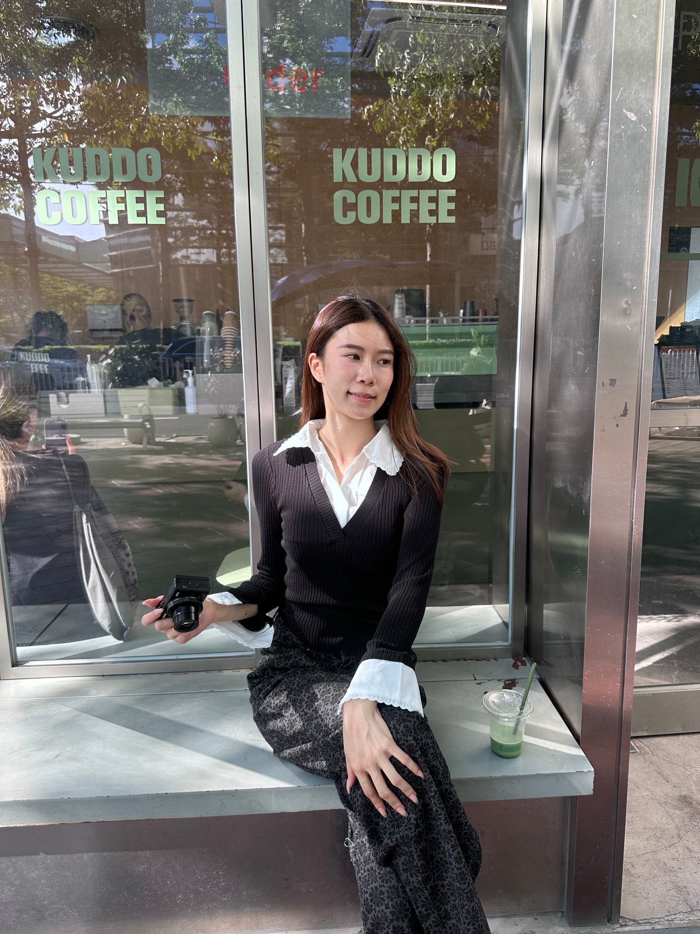 Knitted Shirt Like Long Sleeves Top