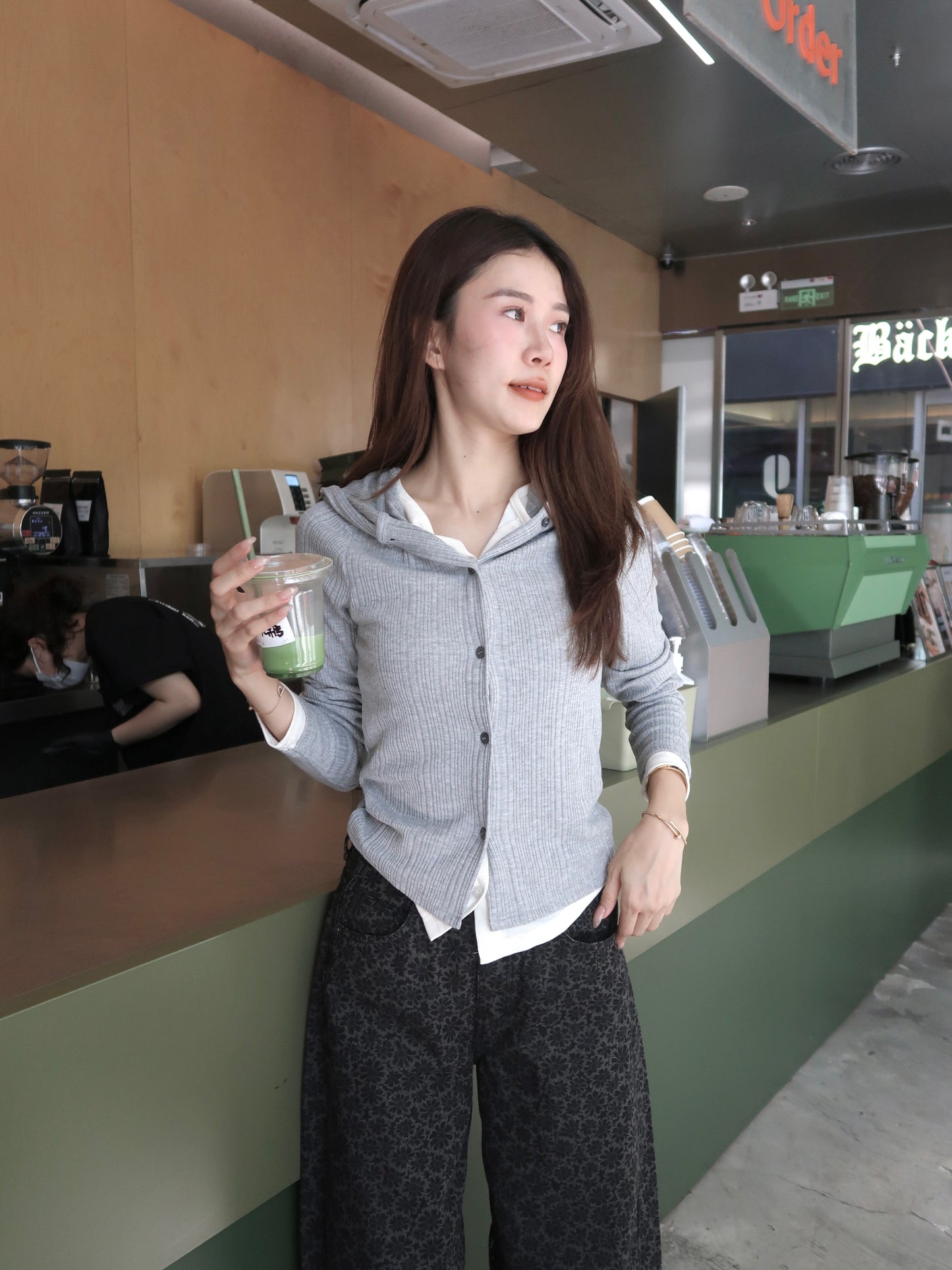 Mix Colour Cardigan with Hat