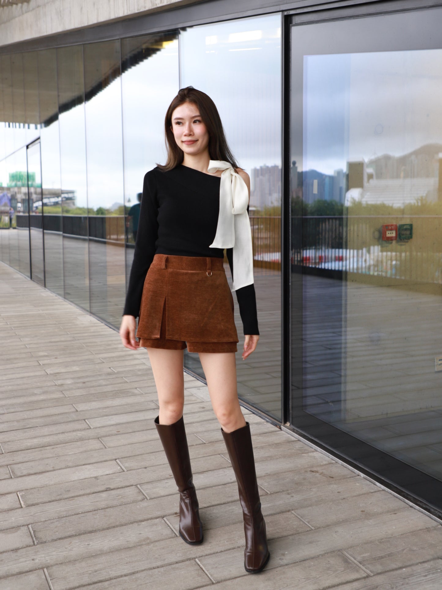Velvet Button Skirt Shorts