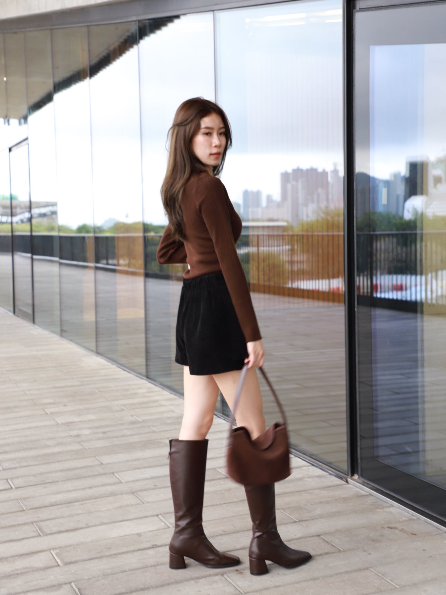Velvet Button Skirt Shorts