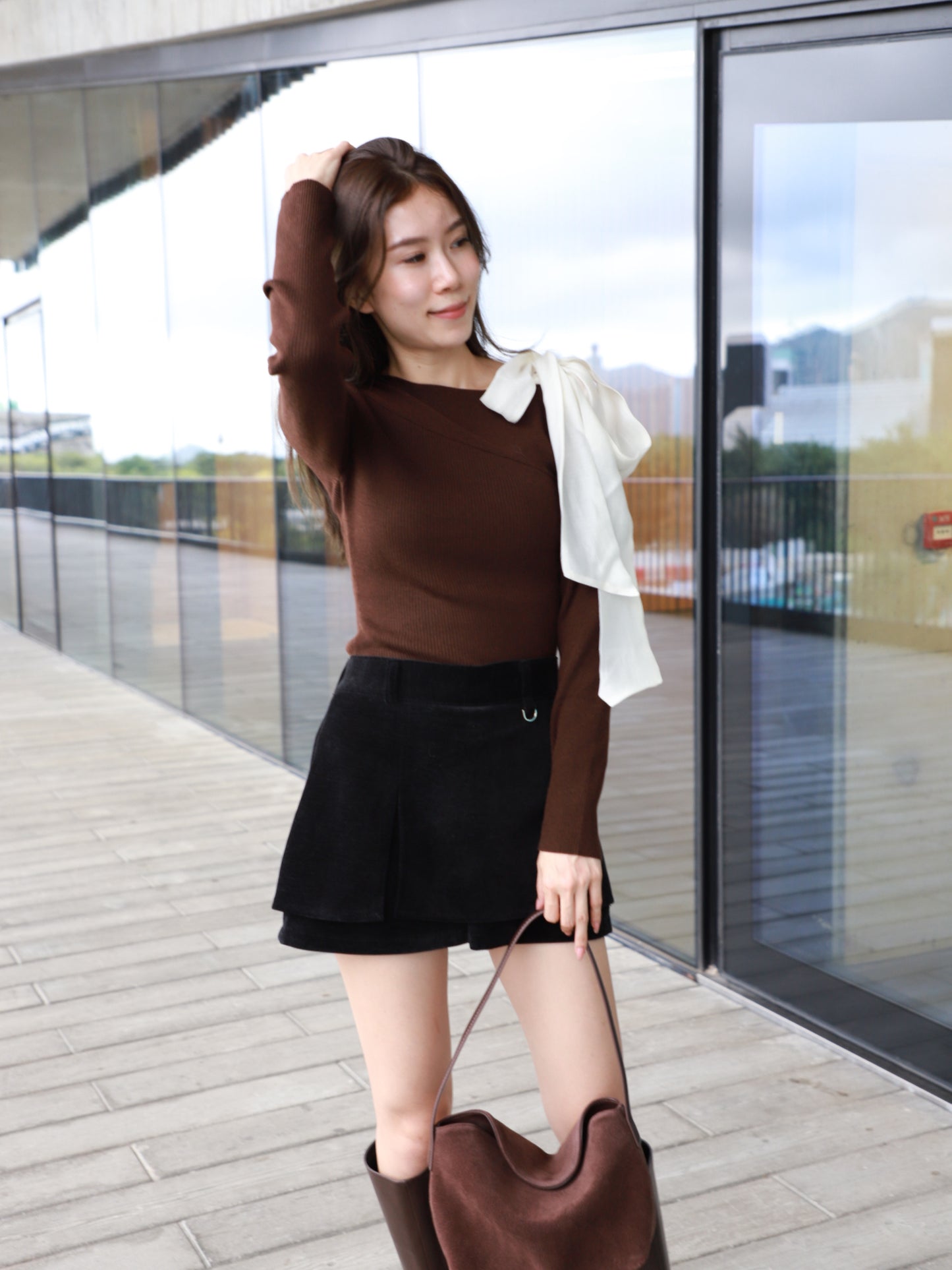 Velvet Button Skirt Shorts