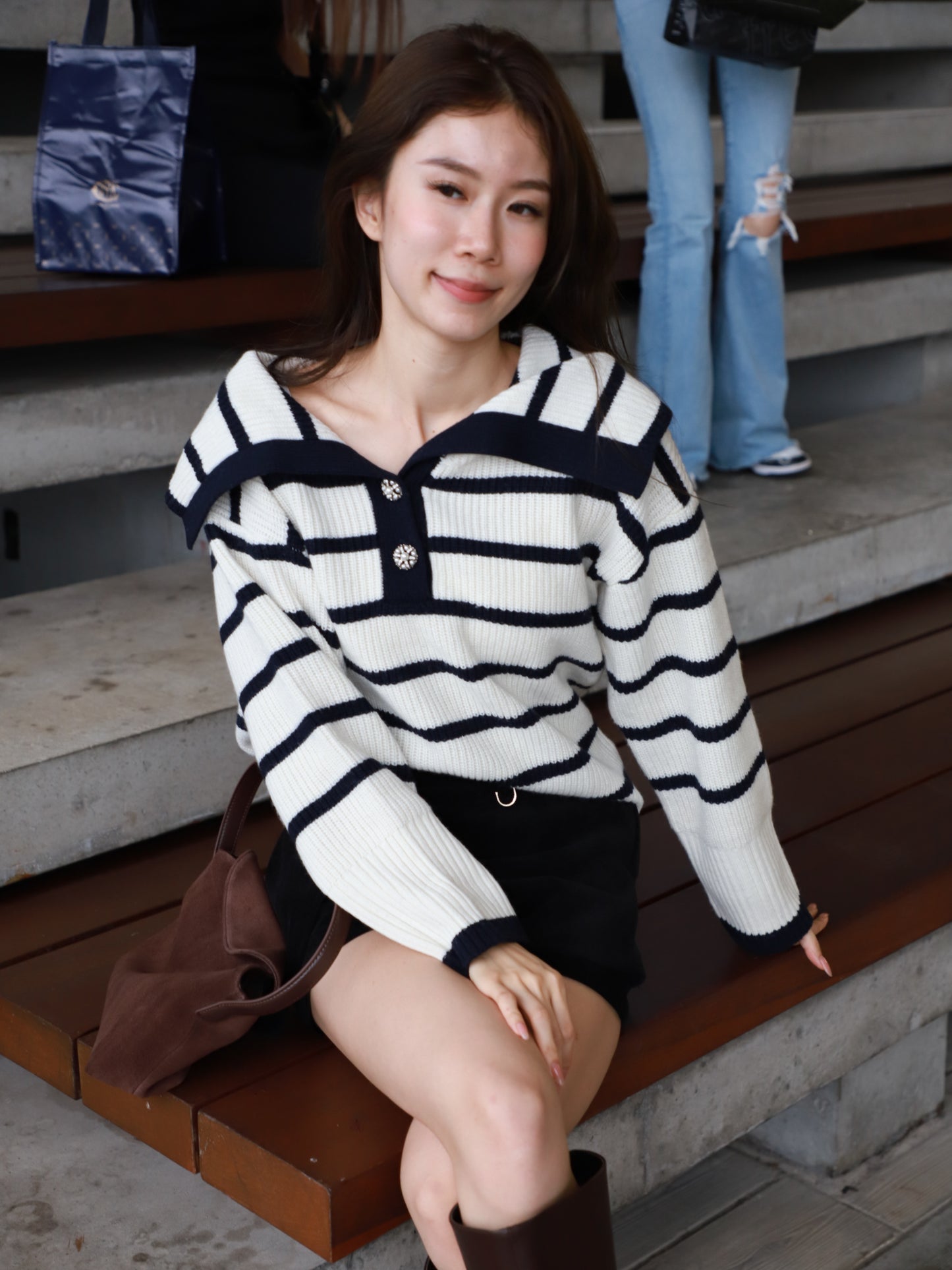 Striped Flowery Sweater
