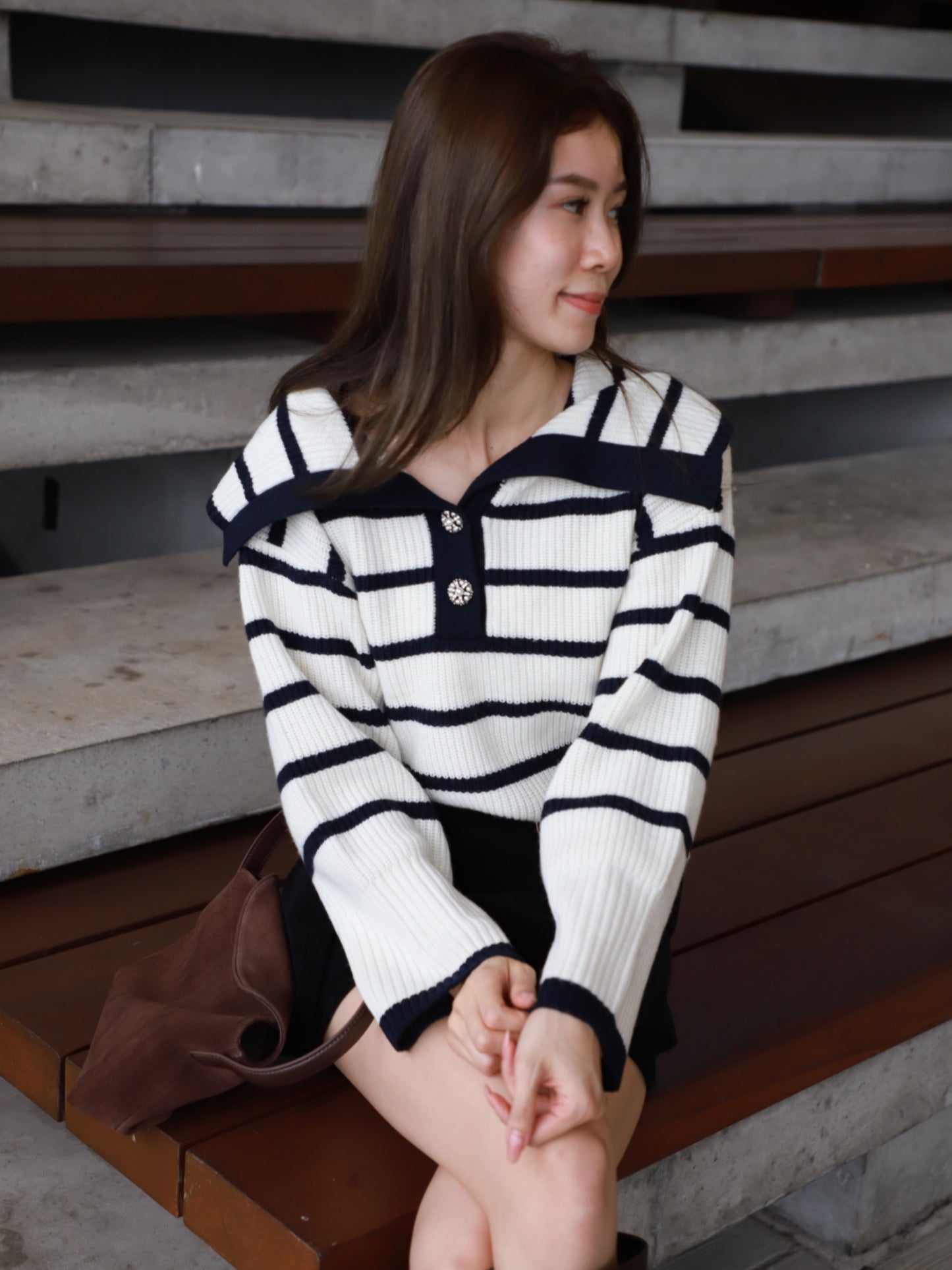 Striped Flowery Sweater
