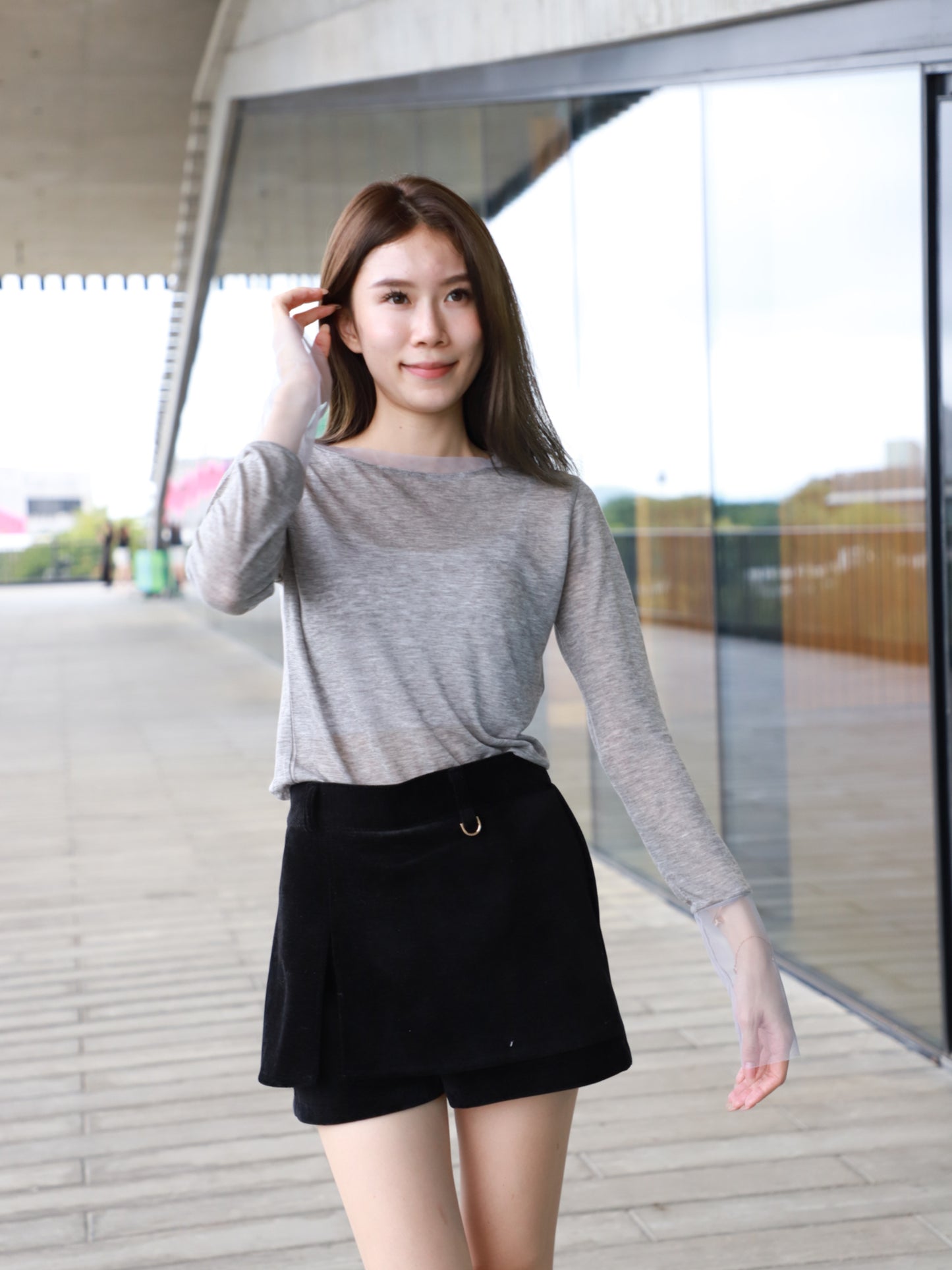 Velvet Button Skirt Shorts
