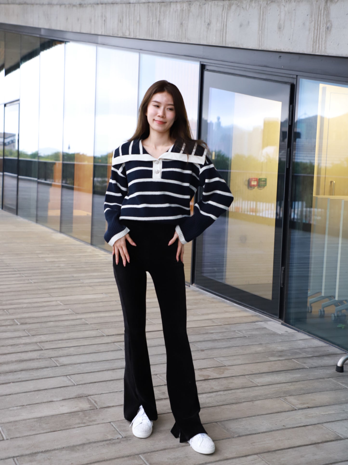 Striped Flowery Sweater
