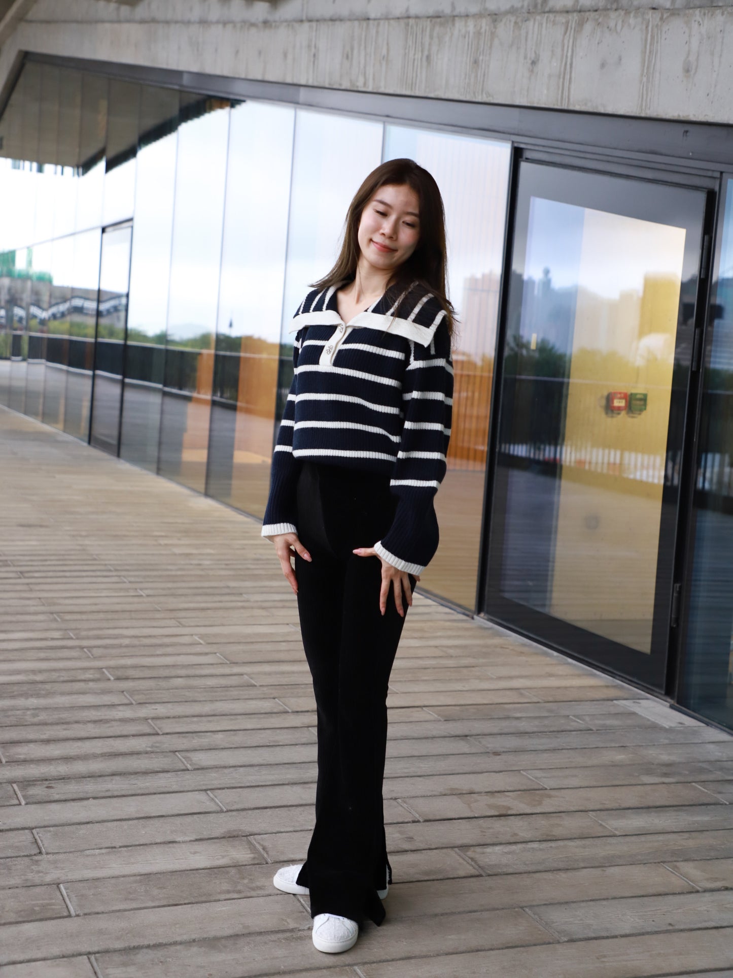 Striped Flowery Sweater
