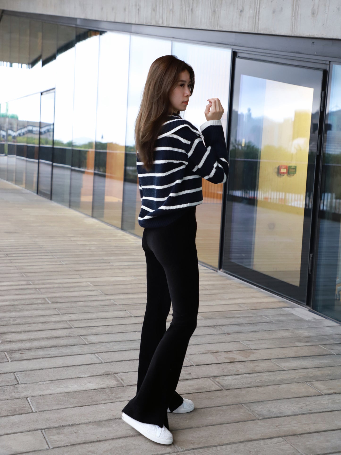 Striped Flowery Sweater