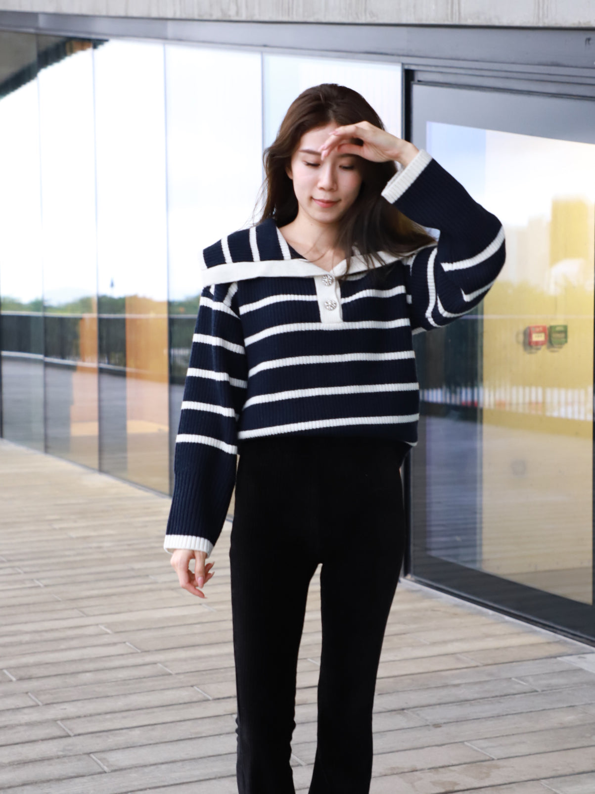 Striped Flowery Sweater