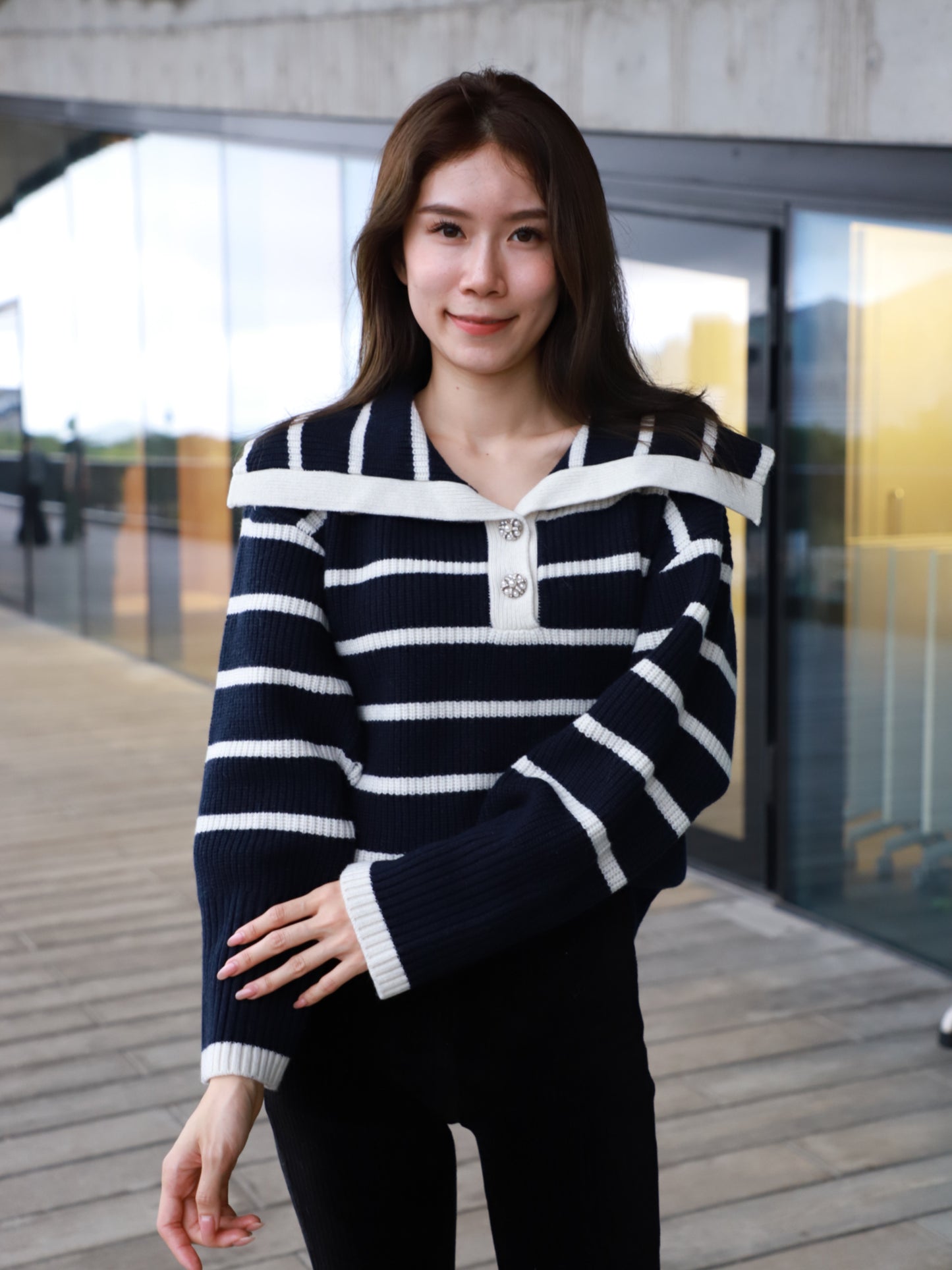 Striped Flowery Sweater