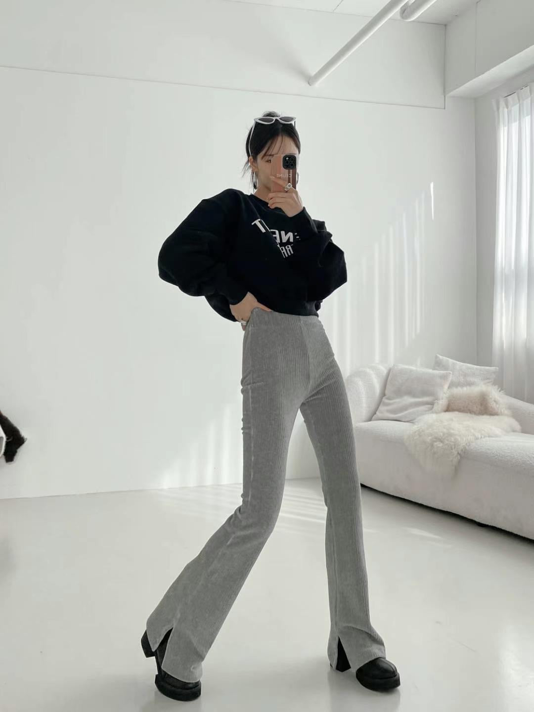 Velvet High Waist Flare Pants
