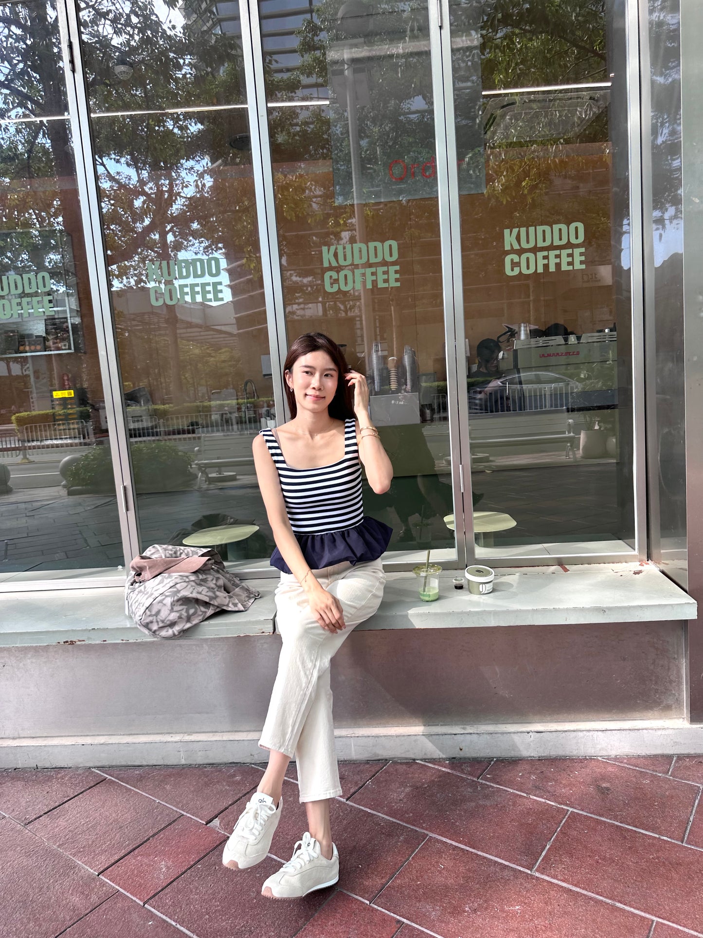 Striped Ruffles Blue Tank Top